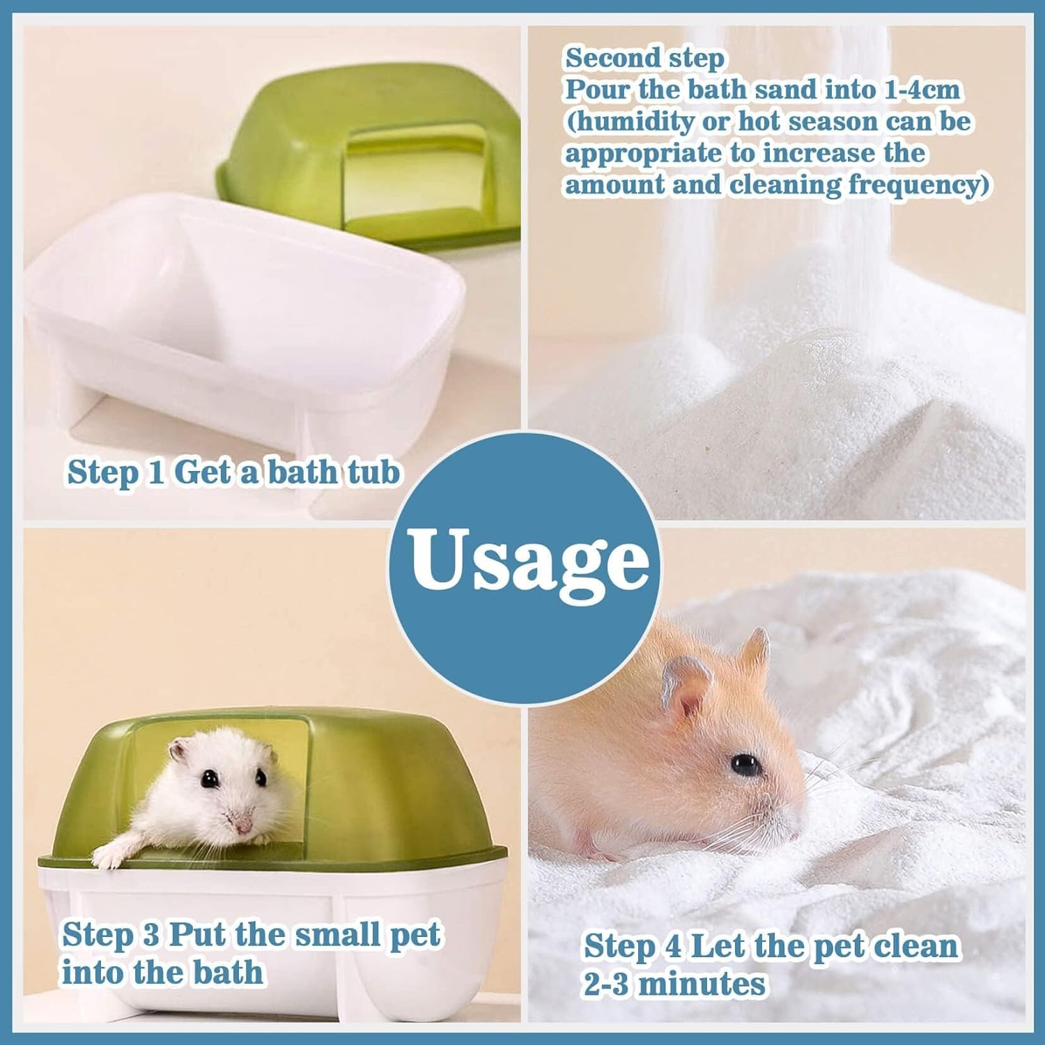 Sukh 14 OZ Hamster Sand Bath - Whit Fine Sand Hamster Bedding Reptile Silica Sand Gerbil Hideout for Hamster Chinchillas Gerbil Syrian Mice Small Animals Small Pets - Image 7
