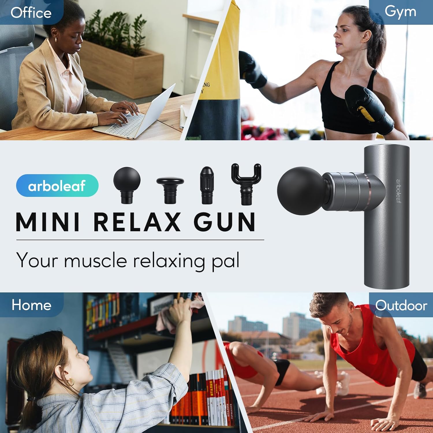 arboleaf Massage Gun Deep Tissue, Balance of Power & Portability Full-Metal Percussion Massager with Silent Brushless Motor - Ultra-Quiet Pocket-Sized for Athletes Back Pain Relief Home Office Travel - Image 3