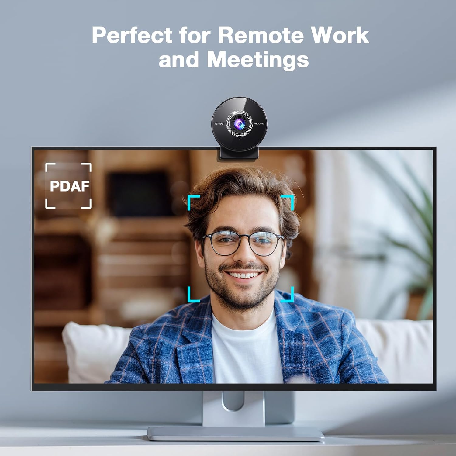 EMEET C950 4K Webcam for PC - PDAF Autofocus, USB Webcam with Microphone & Physical Privacy Cover, 1080P@60FPS, USB 2.0 Plug&Play, No Tripod Hole, Web Cam w/ 70°View for Meeting/Online Classes/Zoom - Image 3