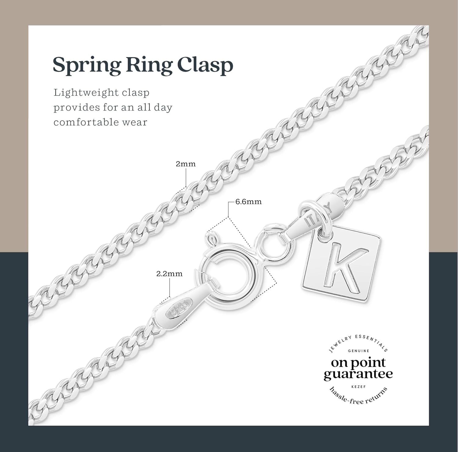 KEZEF Sterling Silver Bracelets for Women - 2mm Miami Cuban Chain Bracelet | Dainty Silver Bracelet Anklet for Woman, Men and Girls - Diamond Cut Elegant Durable Link Chain | 10" - 11" Length - Image 4