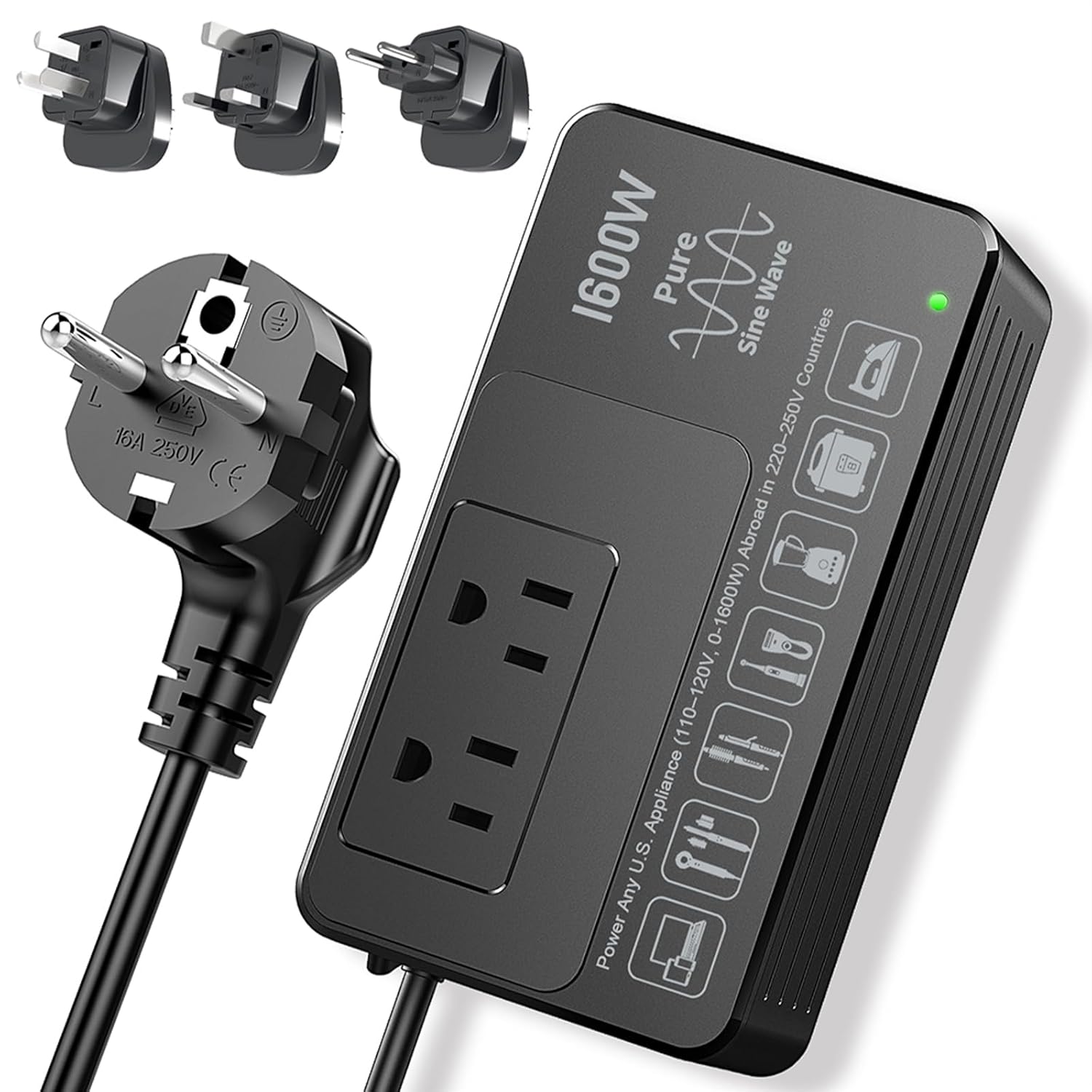 HYTED 1600W 220V to 110V Voltage Converter, Power Any American Appliances in 220-250V, Plug & Play, No Limitations, Universal Power Plug Adapter Voltage Converter US to Europe International Travel