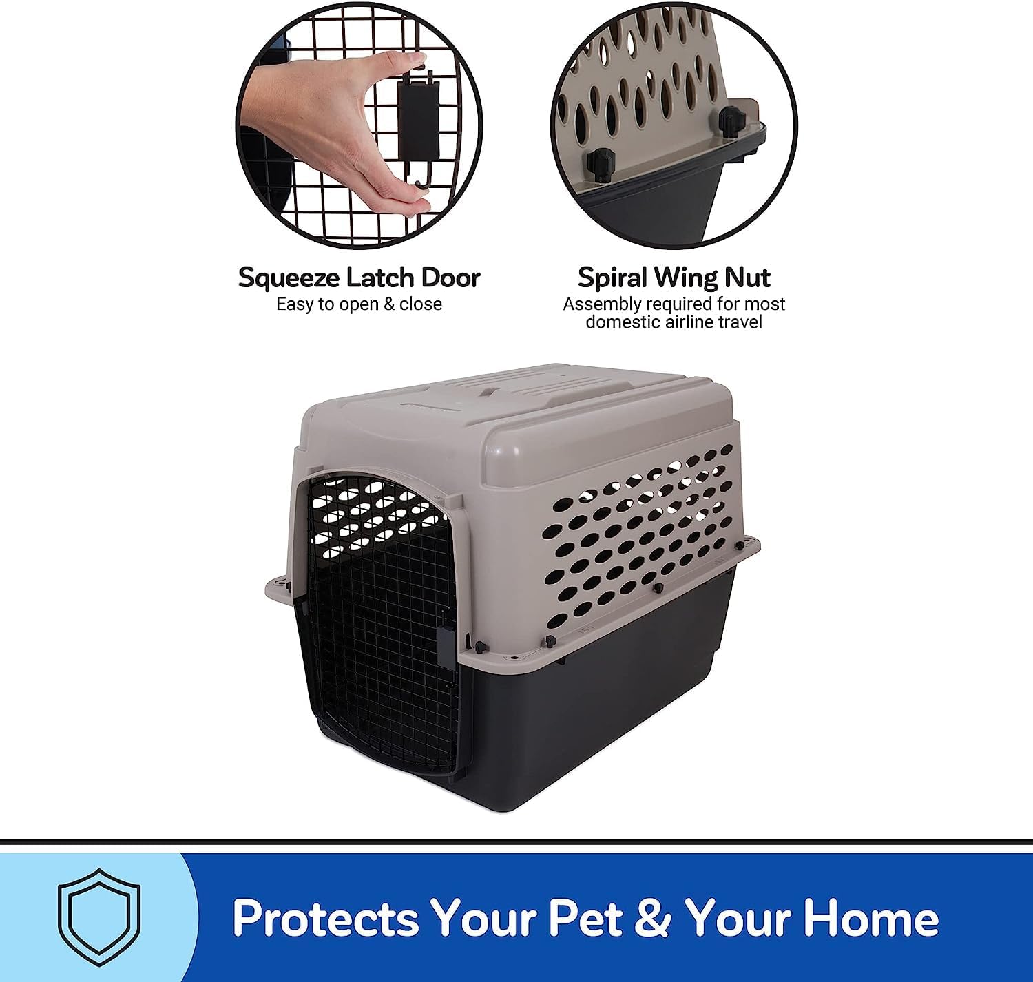 Petmate Vari Dog Kennel - Portable Dog Carriers & Crates for Medium Dogs, Airline-Friendly, Durable Plastic, Pet Carrier For Home and Travel, 32 Inches, Taupe and Black - Image 5