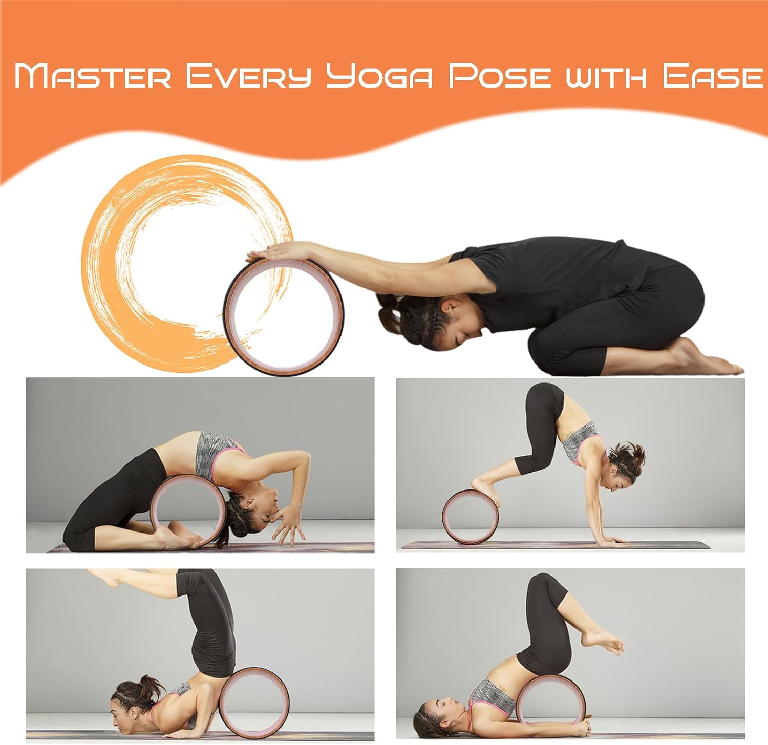 High Density PU Rubber Yoga Wheel for Stretching and Flexibility to Help Back Aches and Tension, Tear, Flexible Roller Designed, Extend Premium Back Roller - Image 6