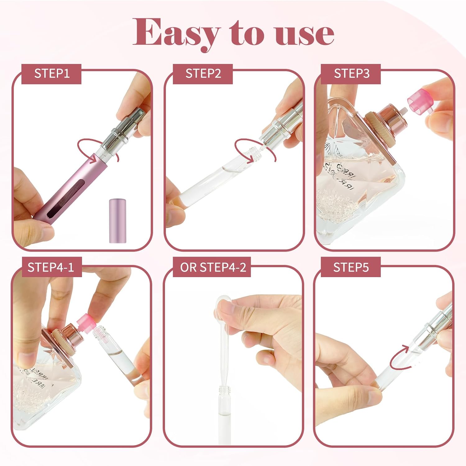 4pcs Mini Perfume Travel Bottle, Perfume Atomiser Refillable, 5ML Spray Bottles, Portable for Travel Holiday, Outdoor Activities and Business - Image 4