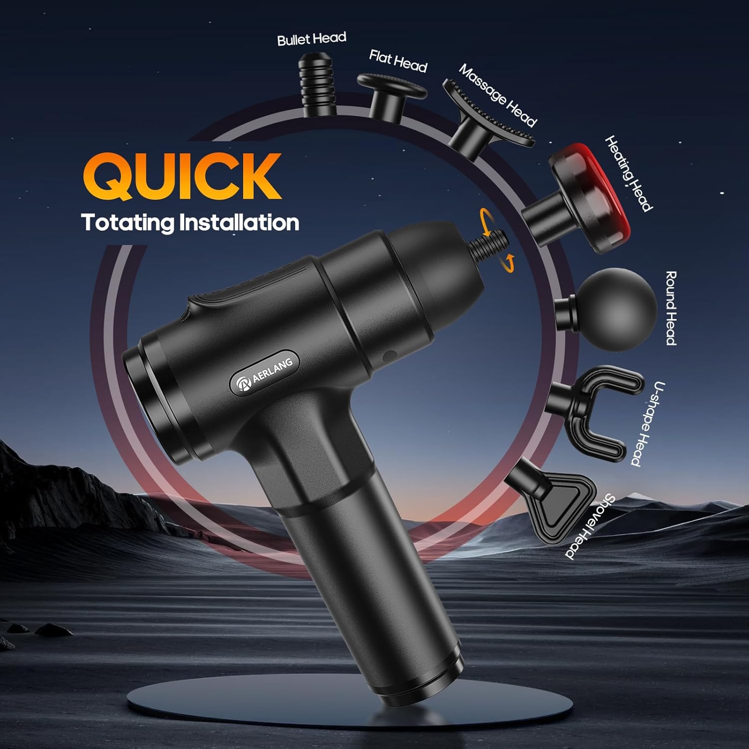 AERLANG Massage Gun with Heat Deep Tissue Back Massager Neck Massager for Pain Relief,Muscle Percussion Massage Gun, Birthday Gifts for Men Women Dad him Handheld Message Gun with 7Heads&Silent - Image 4