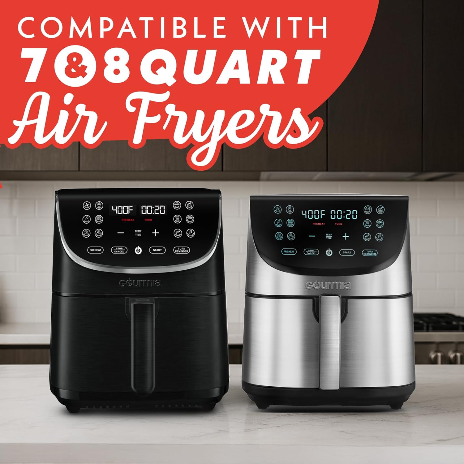 Gourmia Air Fryer Accessories Set - 3 Piece Silicone, Liner, Egg Bite Cooker, 7-Hole Cupcake Mold, BPA-Free, Nonstick, Heat Resistant 445°F, Dishwasher Safe, Food Grade - Image 4