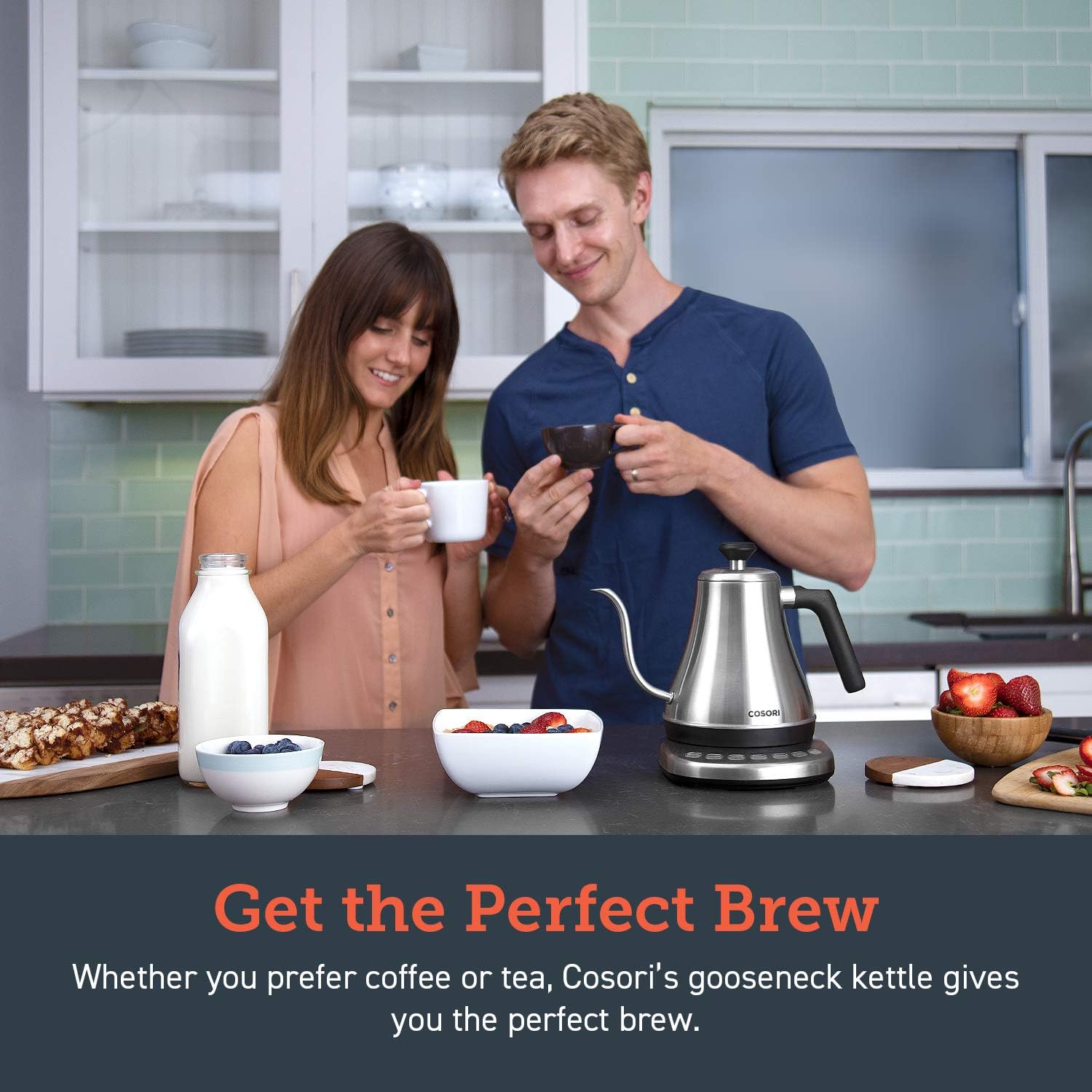 COSORI Gooseneck Electric Kettle with 5 Variable Presets, Pour Over & Coffee maker, 100% Stainless Steel Inner Lid & Bottom, 1200 Watt Quick Heating, 0.8L, Silver - Image 9
