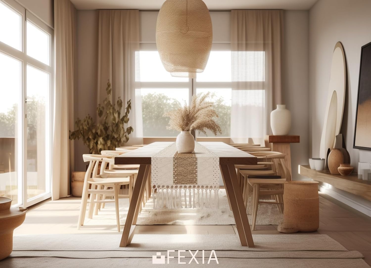 FEXIA Boho Table Runner for Thanksgiving Fall Christmas Home Decor with Tassels 72 Inches Long Pottery barn Furniture Farmhouse Rustic Macrame Burlap Table Decoration for Living Room (12x72 Inches) - Image 7
