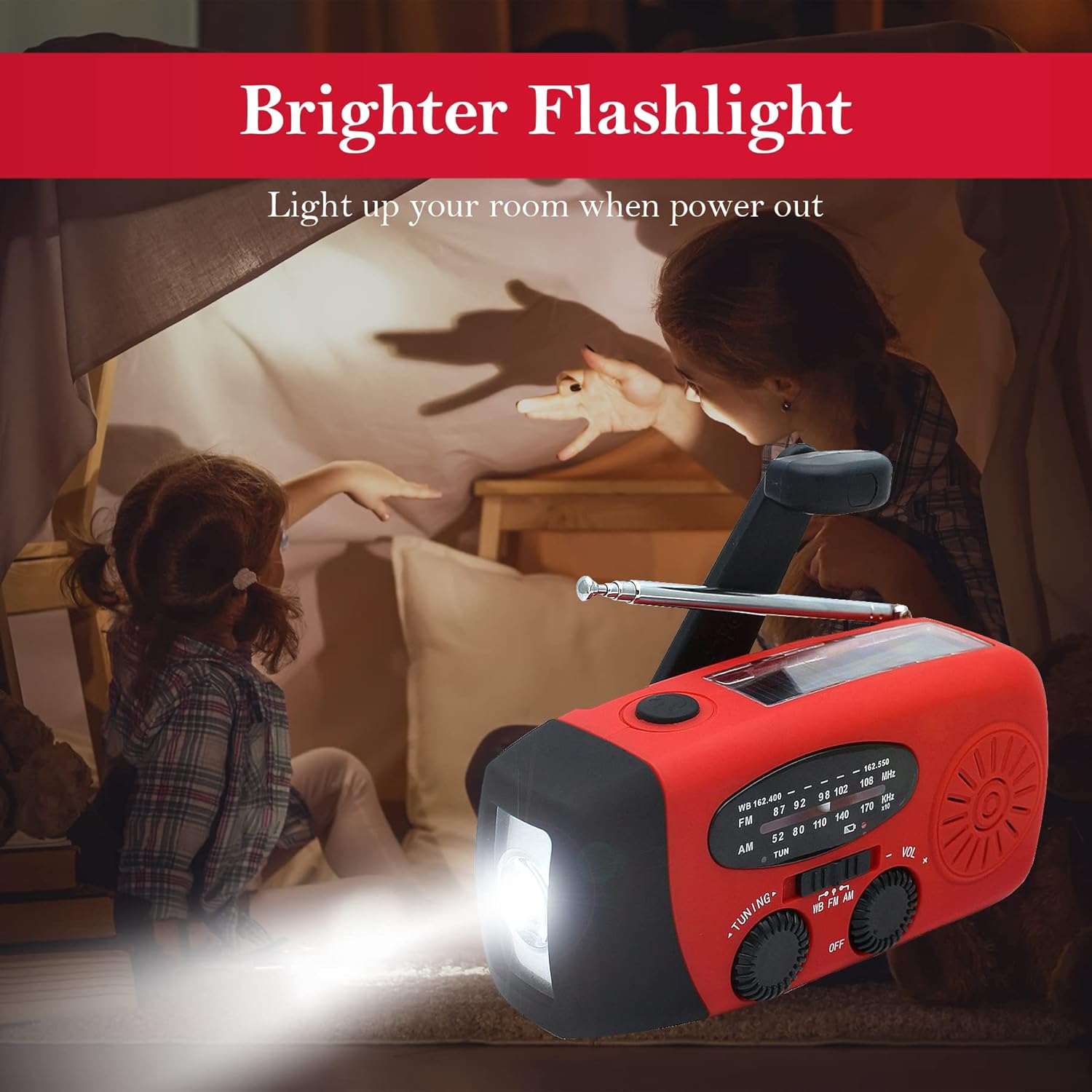 RunningSnail Emergency Hand Crank Radio With LED Flashlight For Emergency, AM/FM NOAA Portable Weather Radio With 2000mAh Power Bank Phone Charger, USB Charged & Solar Power For Camping, Emergency - Image 6