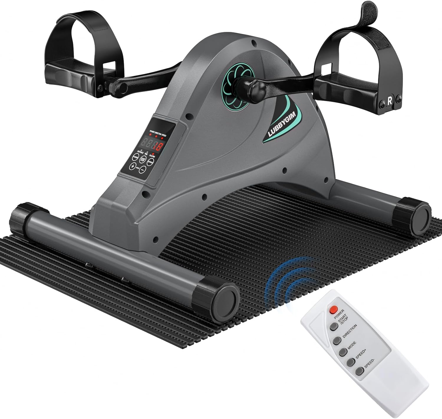 LUBBYGIM Mini Exercise Bike, Under Desk Bike Pedal Exerciser for Seniors & Physical Therapy, Electric Motorized Foot Pedal Machine for Arm and Leg Fitness, 6 Speed Levels