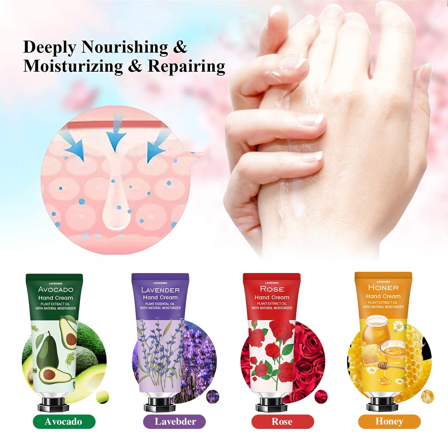 Easter Basket Stuffers,20 Pack Hand Cream Gifts Set,Hand Lotion for Dry Hands,Stocking Stuffers for Women,Teacher Appreciation Gifts,Birthday Gifts,Travel Size Hand Lotion,Hand Cream for Women Girls - Image 5