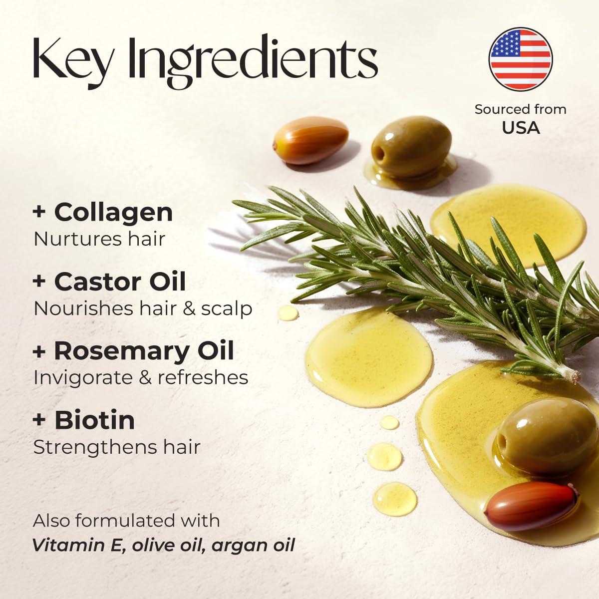 Gya Labs Rosemary & Castor Hair Revival Oil - 4 Fl Oz - Non-Greasy Formula for Thickening & Strengthening - Repairs Damaged Hair, Split Ends & Dry Scalp - Image 3