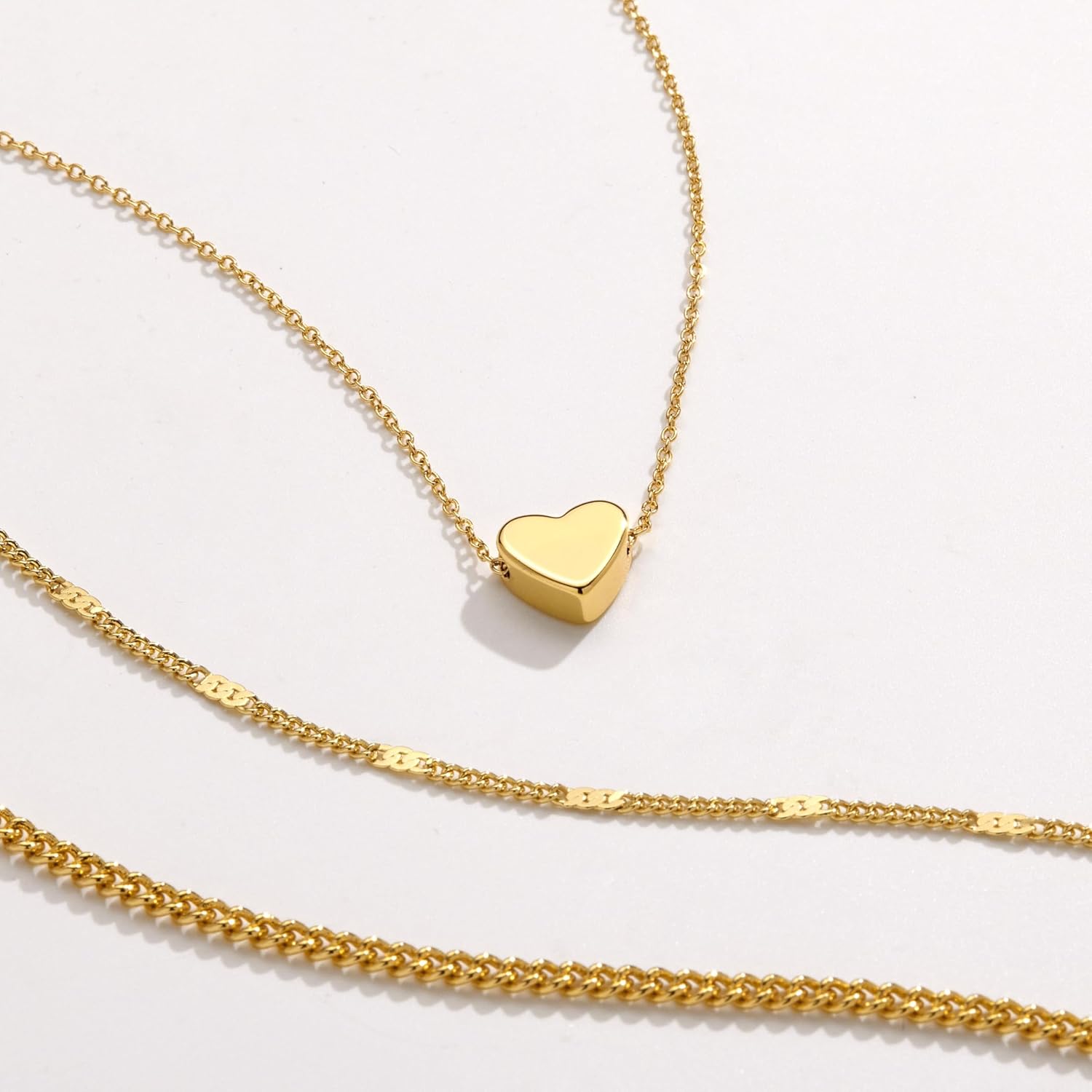 Poxtex Layered Gold Necklaces for Women, Stackable Dainty 14K Gold Silver Plated Trendy Simple Heart Diamond Cross Bow Circle Pendant Paperclip Choker Dot Chain Necklace,Jewelry Set Gifts for Women - Image 7