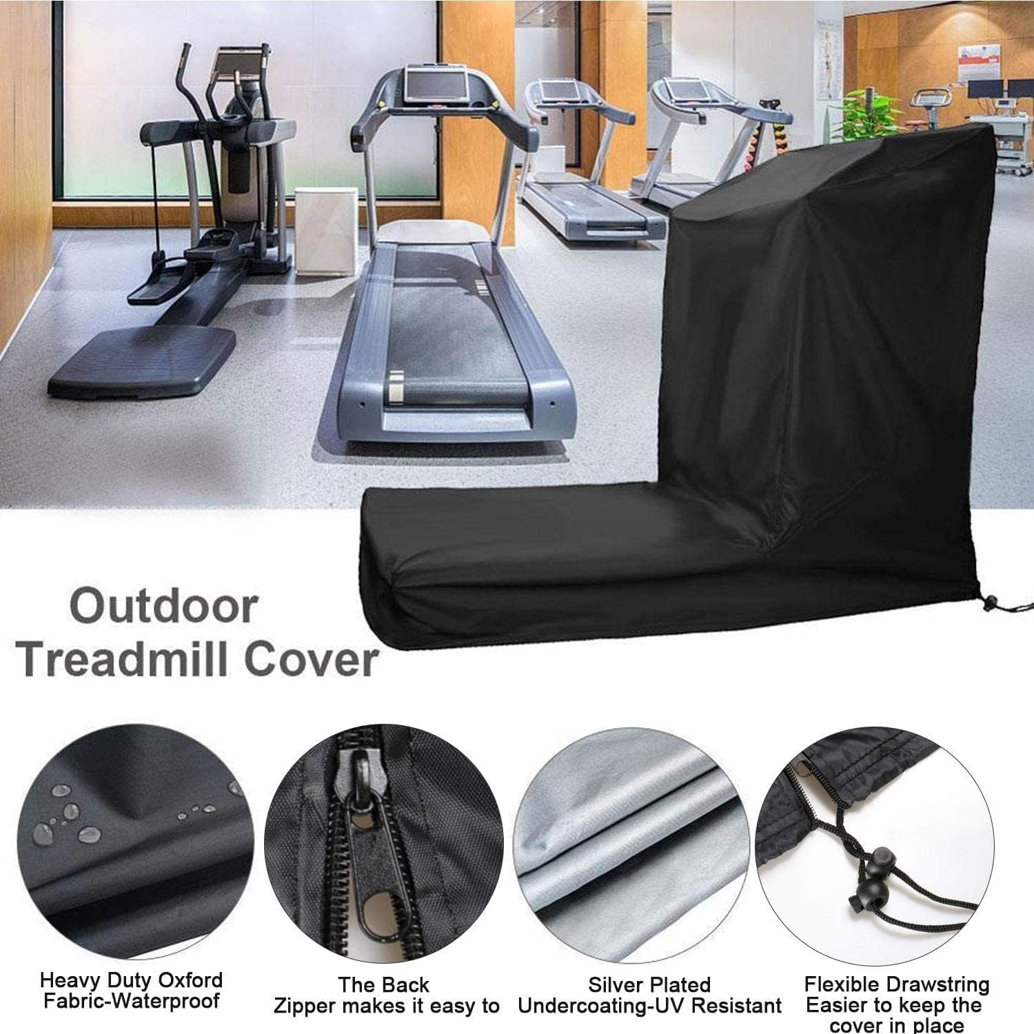 POMER Treadmill Covers, Dustproof Waterproof Non-Folding Running Machine Protective Cover with Zipper - Ideal for Indoor Outdoor Home Treadmill Use - Image 3