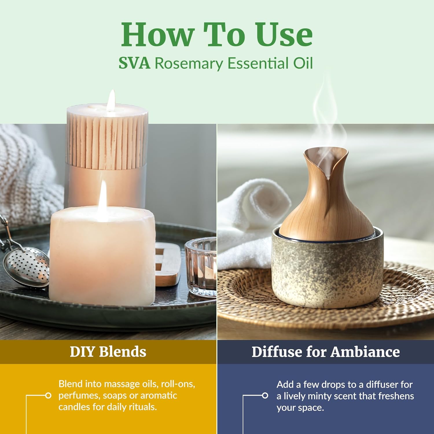 SVA Rosemary Essential Oil – 4 Fl Oz – 100% Natural Rosemary Oil for Hair, Face, Skin Care, Diffuser, Aromatherapy, Scalp, Body Massage, Soap and Candle Making – with Dropper - Image 6