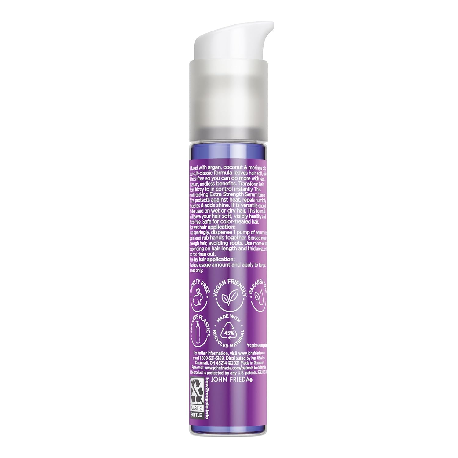 John Frieda Frizz Ease Extra Strength Hair Serum, Instantly Smooths for Healthy, Hydrated, Frizz-Free Hair, for Thick and Coarse Hair, with Argan, Coconut, and Moringa Oil for Heat Protection, 1.69 Oz - Image 12