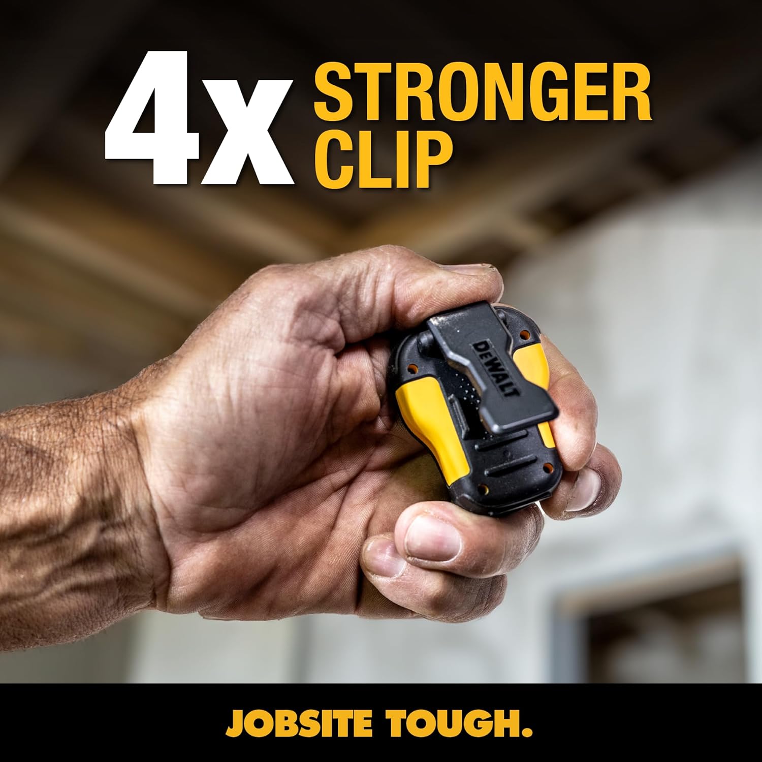 DEWALT Wearable Bluetooth Speaker (Updated Version), Clip-On Wireless Jobsite Pro Water-Resistant Portable Speaker (Non-Magnetic), Built-in Mic for Hands-Free Music/Calls, Bluetooth Speaker (Yellow) - Image 2