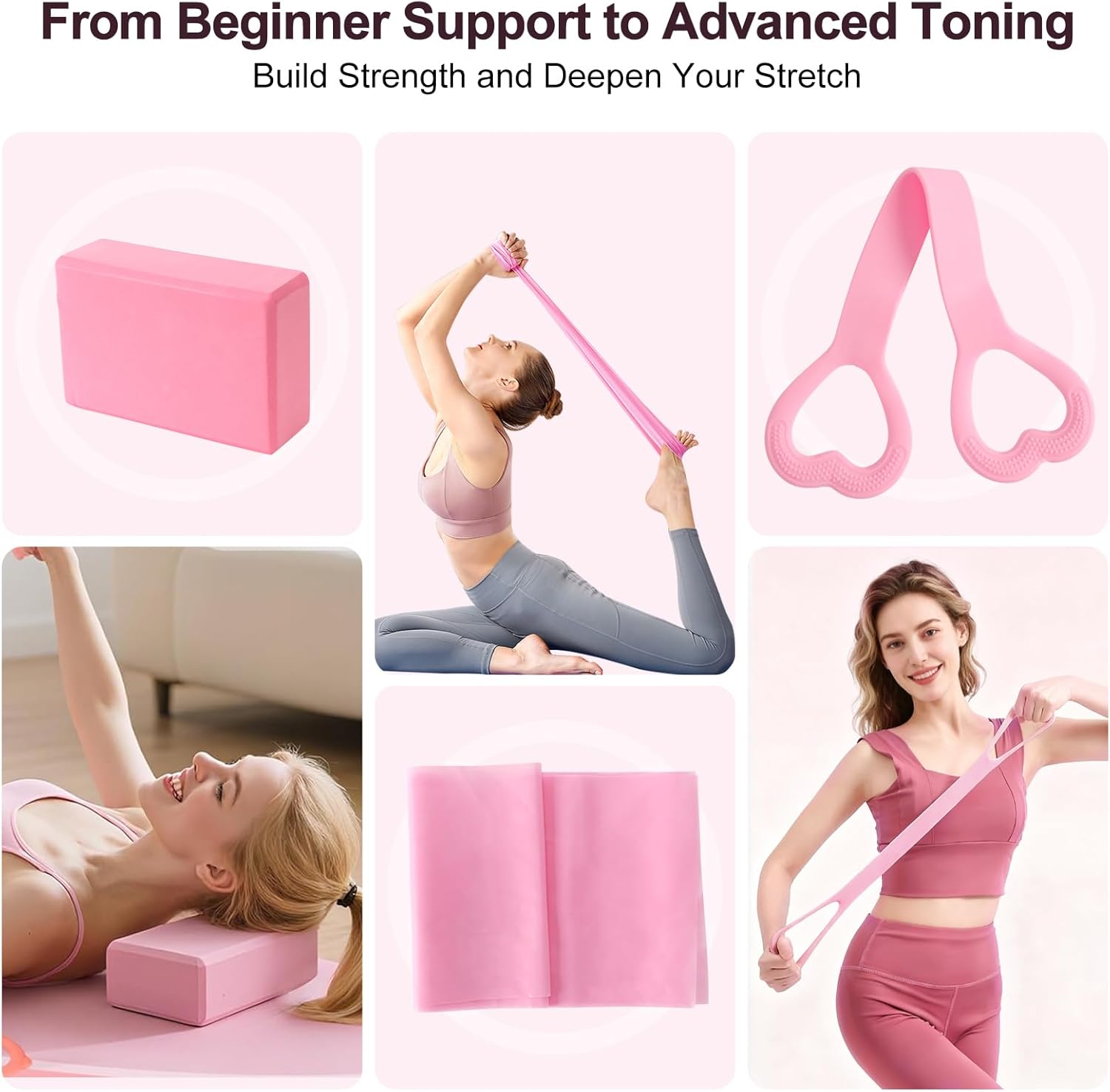 Pilates Kit, Home Pilates Workout Kit for Women, Pilates Equipment with Pilates Ring and Ball, Yoga Block & 5 Resistance Bands, Ankle Weights, Sliders & Grip Socks, Workout Guide Included - Image 5