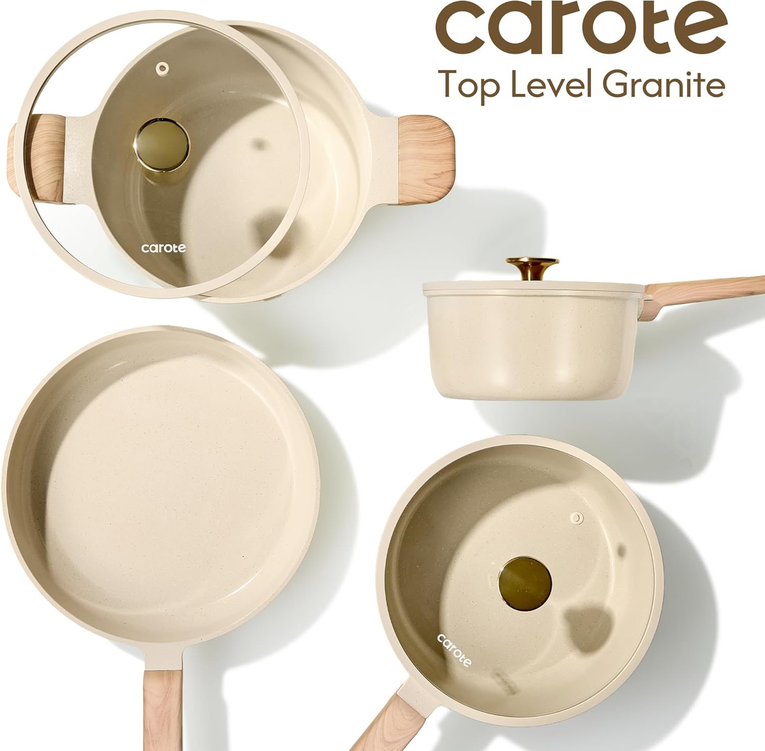 CAROTE 22Pcs Pots and Pans Set Non stick, Ceramic Cookware Set, Non-toxic Kitchen Cooking Set, PFAS and PFOA Free - Image 7