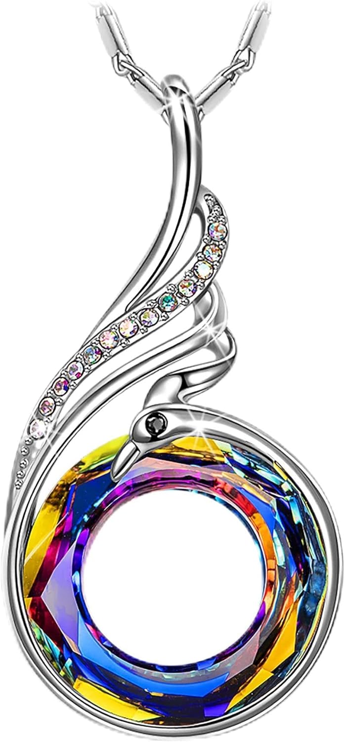Kate Lynn "Rise From the Ashes Phoenix Necklace Made with Crystals from Austria, 18"+2" Necklace, Packaged with Jewelry Box, Birthday Gift for Women, Symbol of Luck and Renewal