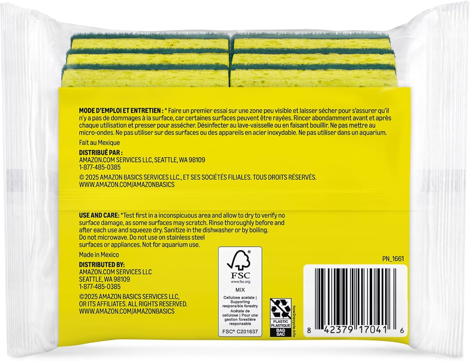 Amazon Basics Heavy Duty Scrub Sponges, Dual-Sided Design, Yellow/Green, 6-Pack, Packaging may vary - Image 5