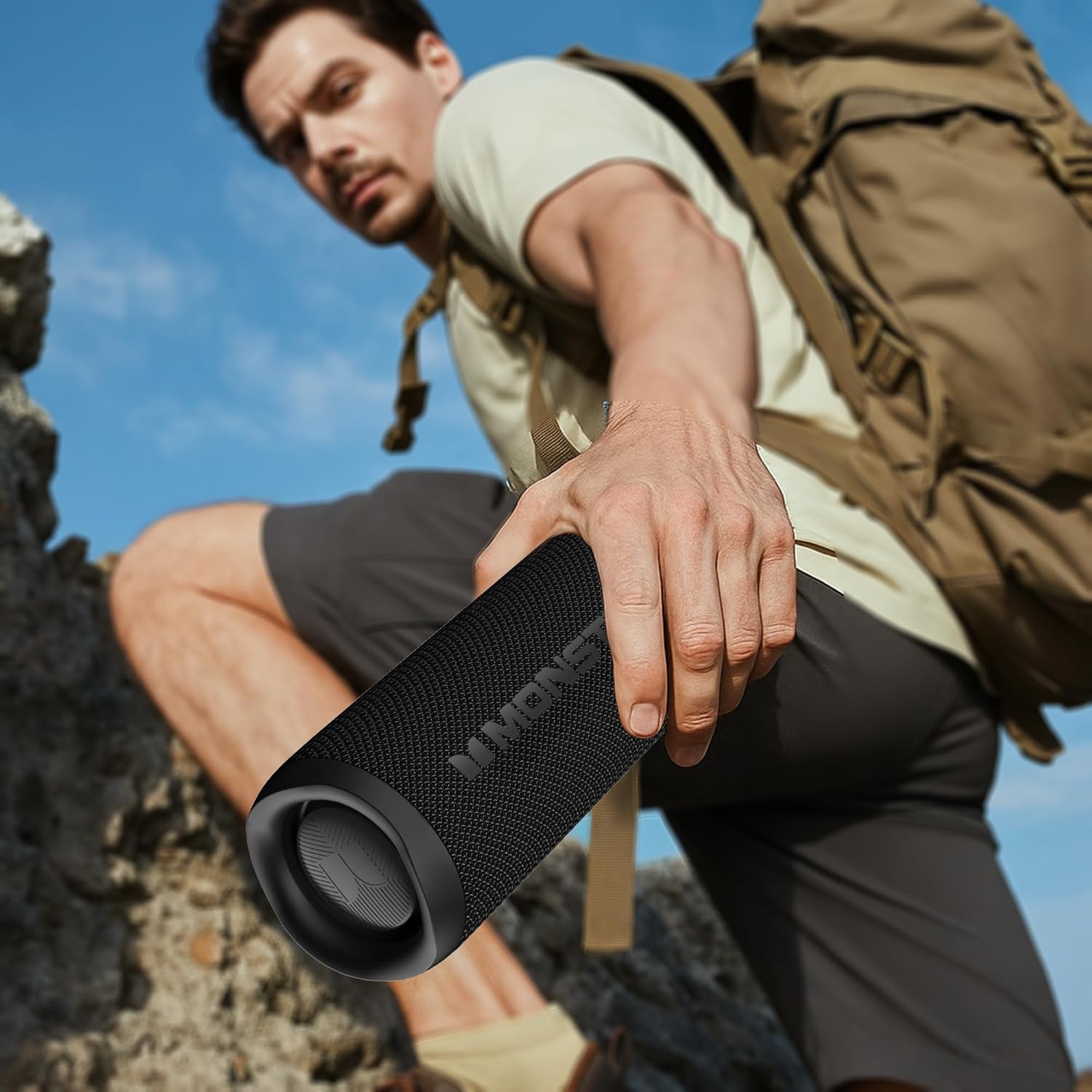 Monster Bluetooth Speaker, Wireless Portable Outdoor Bluetooth Speakers, 60W True Wireless Stereo IPX8 Waterproof, Dual PairingBluetooth 5.4 Built-in Mic, Black - Image 7