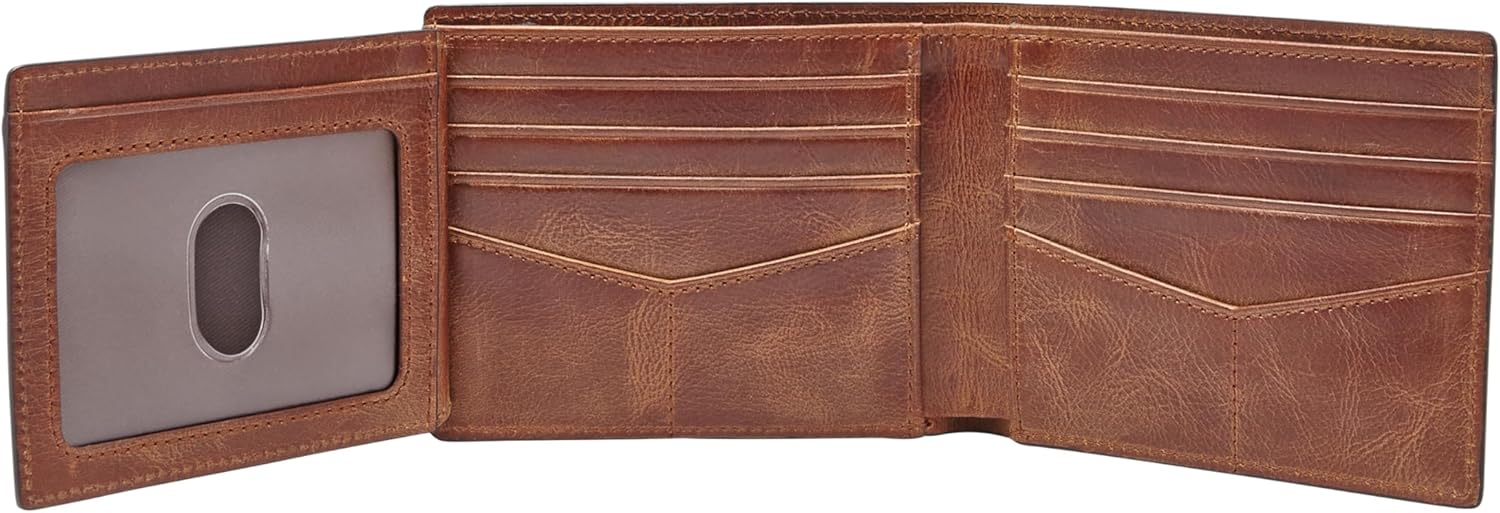 Fossil Men's Derrick RFID-Blocking Leather Bifold Wallet with Flip ID Window for Men - Image 3