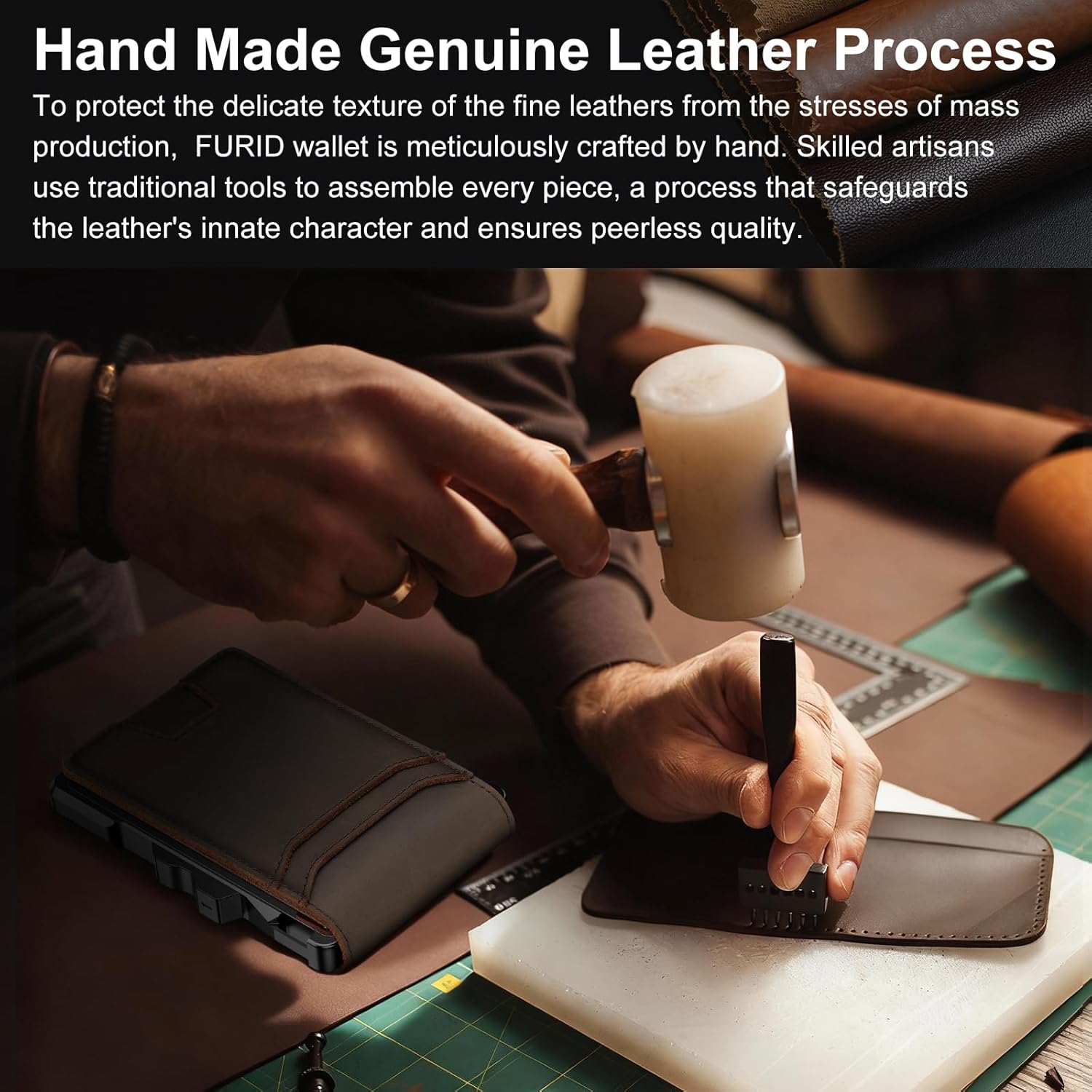 furid Genuine Leather Wallet for Men: Slim RFID Minimalist Wallets with Money Clip - Smart Pop Up Credit Card Holder for Front Pocket - Gifts for Husband Father on Birthday Anniversary - Image 4