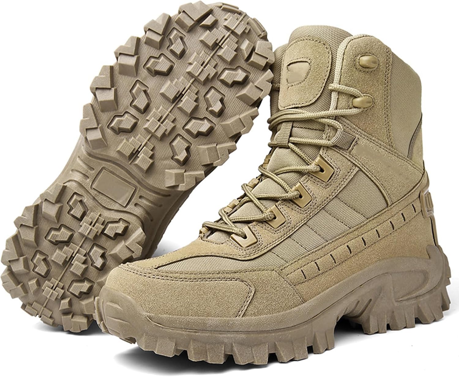 Men’s Lightweight Tactical Hiking & Work Boots with Side Zipper – Waterproof PU Outdoor Walking Boots with Traction Outsole