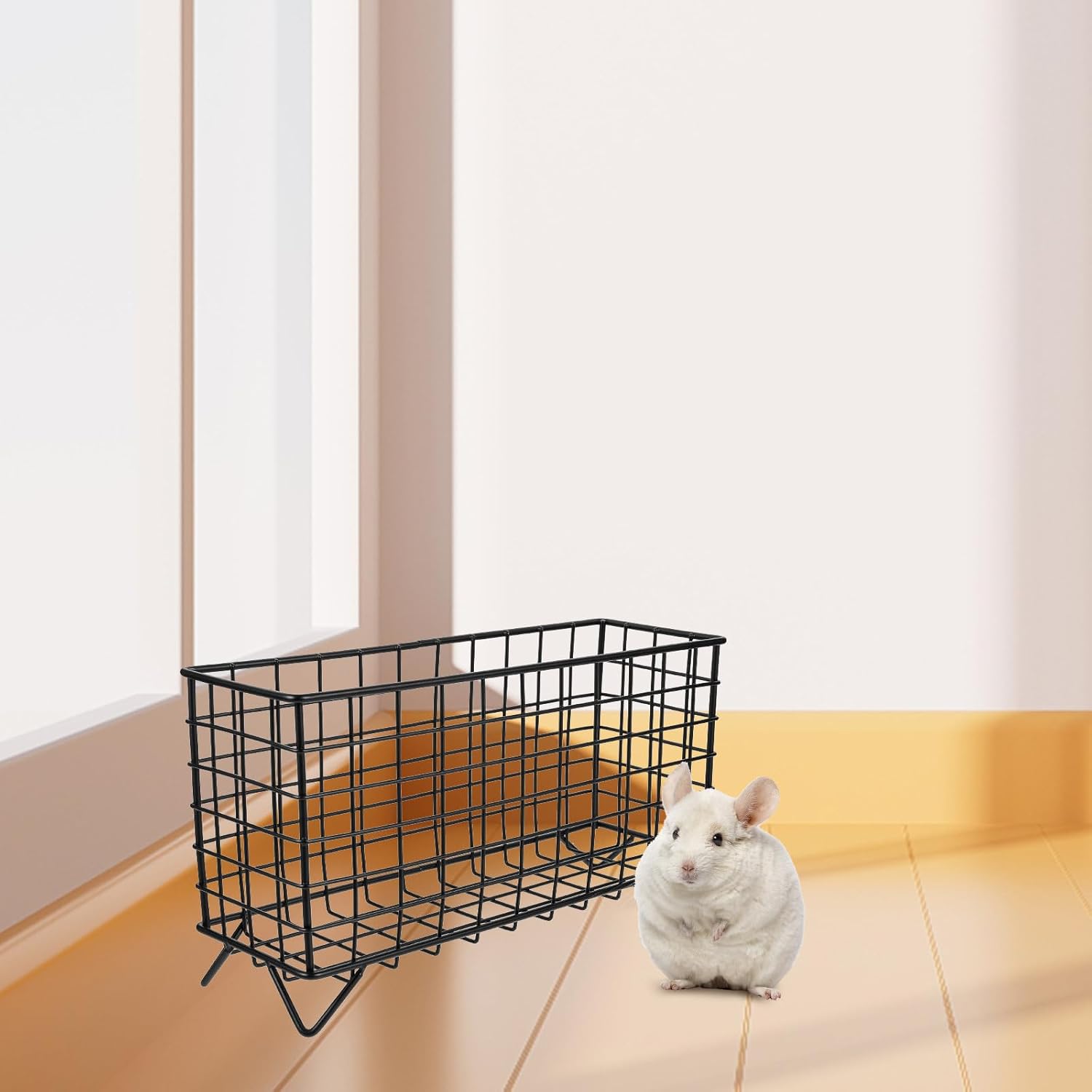 Rabbit Hay Feeder with Iron Frame, Convenient Hay Holder for Small Animals, Sturdy Metal Feeder for Bunny and Guinea Pig Cage Accessory - Image 5