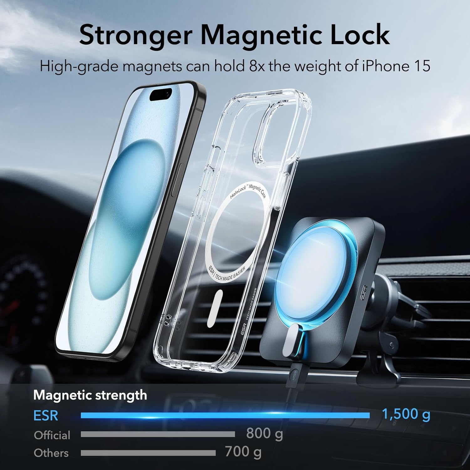 ESR for iPhone 15 Case, Compatible with MagSafe, Military-Grade Protection, Yellowing Resistant, Scratch-Resistant Back, Magnetic Phone Case for iPhone 15, Classic Series, Clear - Image 2