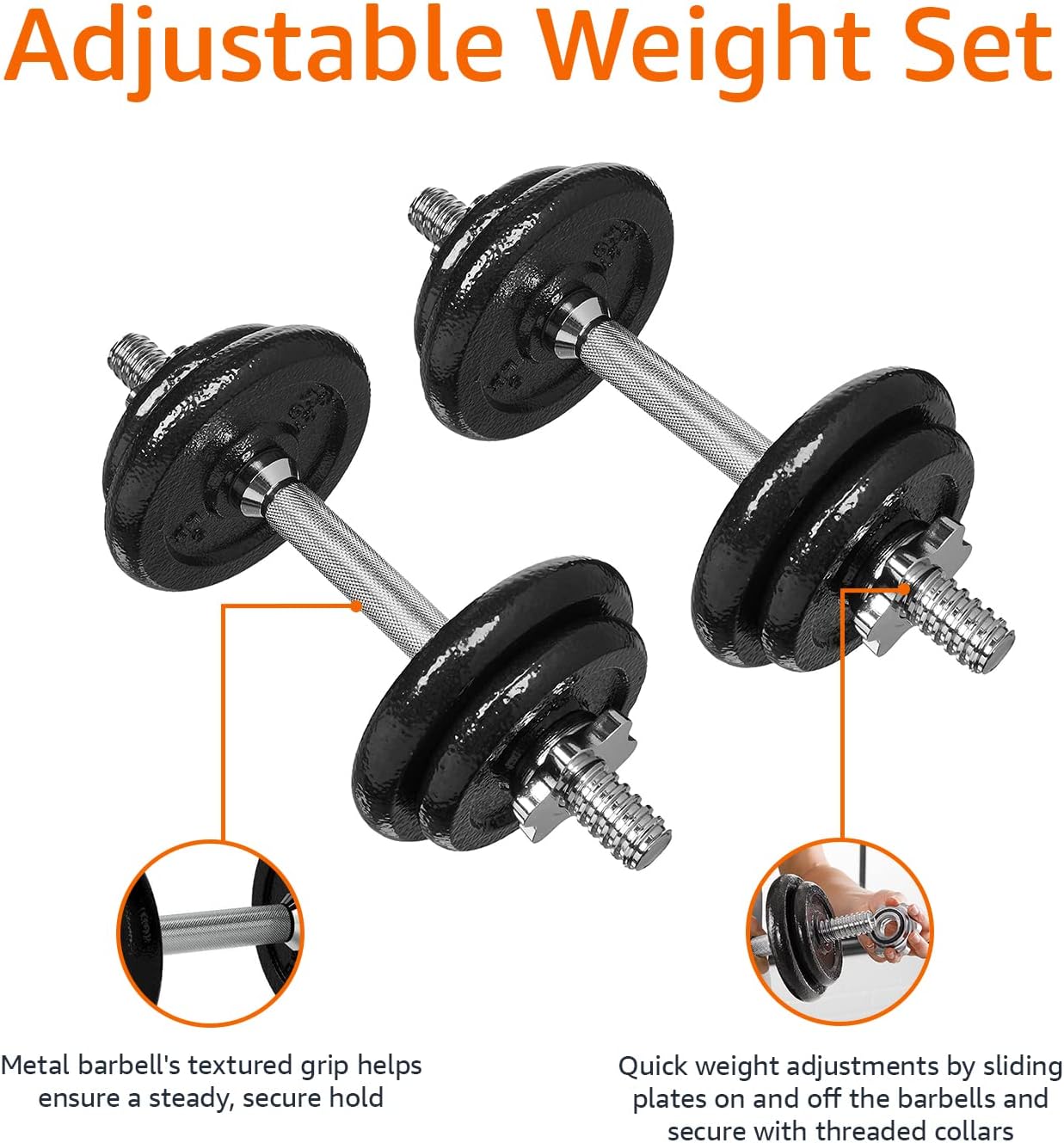 Amazon Basics Adjustable Dumbbell Hand Weight Set with Storage Case, Portable, Secure, 38 Pounds, Black - Image 4