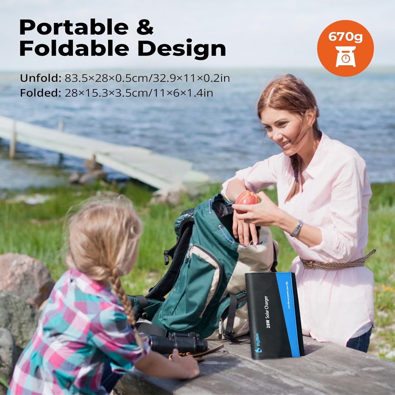 BigBlue Portable Solar Charger 28W with Digital Ammeter,25.4% High-Efficiency, USB-A/USB-C Ports, Folding Waterproof Solar Panels with Carabiners for Camping, Backpacking, Phones, Tablets, Power Bank - Image 7