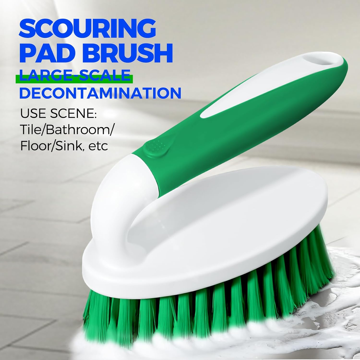 Holikme Cleaning Brush Set for Household Use, Scrub Brush, Kitchen Brush, Tile Lines Brush for Bathroom, Floor, Tub, Shower and Kitchen Surface (Green) - Image 2