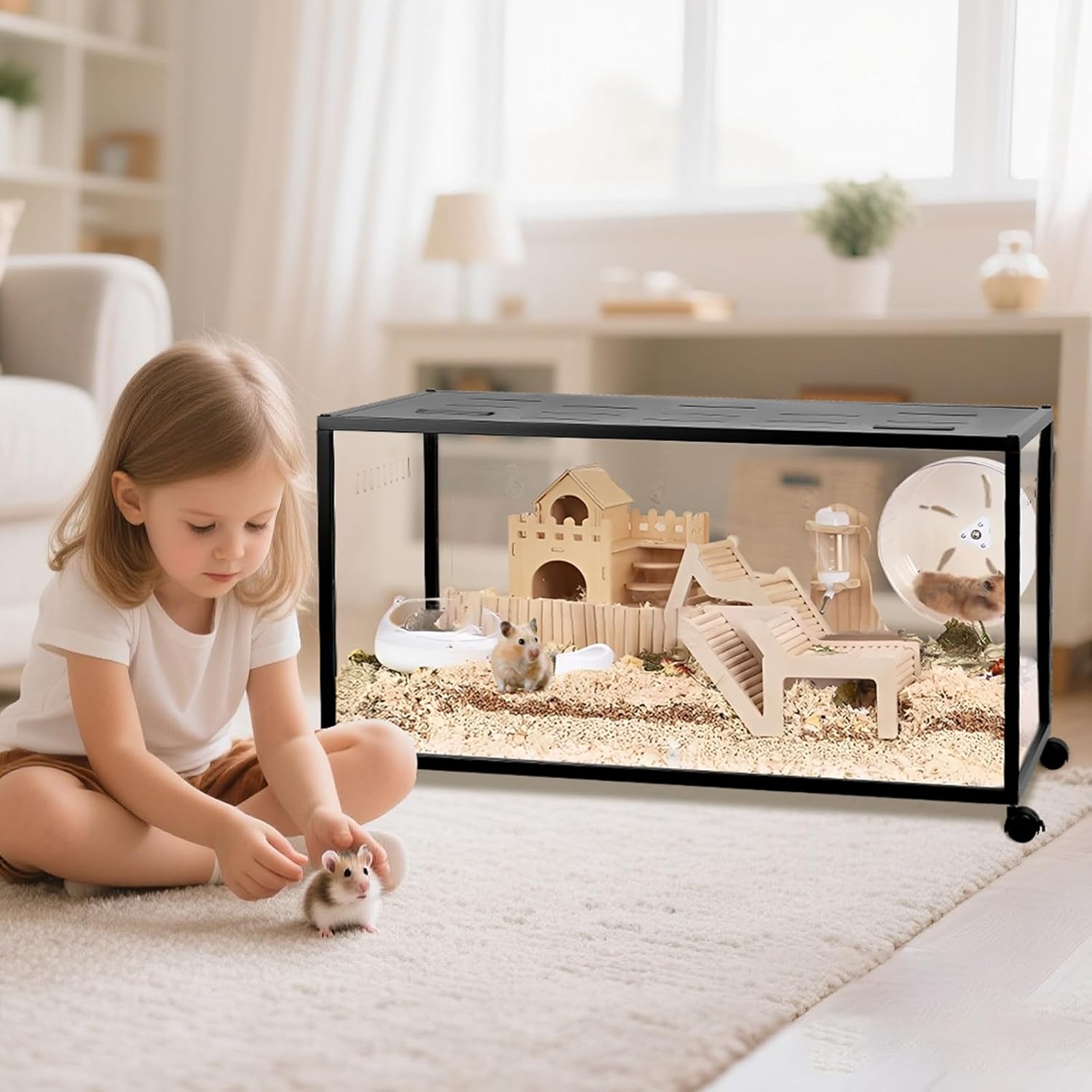 Hamster Cage, 360-Viewing Metal Rat Cage, Chewproof, Stackable Large Cage with Top Access, for Dwarf Syrian Hamster, Gerbil, Mouse (24 * 16 * 16IN) - Image 5