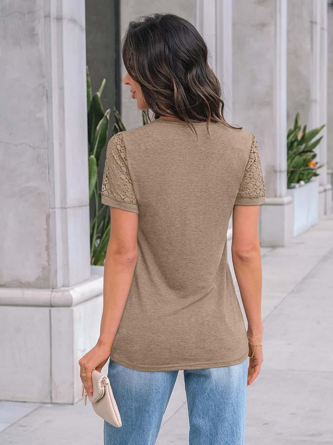 AUTOMET Women's Short Sleeve Shirts Dressy Lace Summer Tops 2026 Spring Trendy Casual T-Shirts Cute Work Outfits Blouses - Image 4