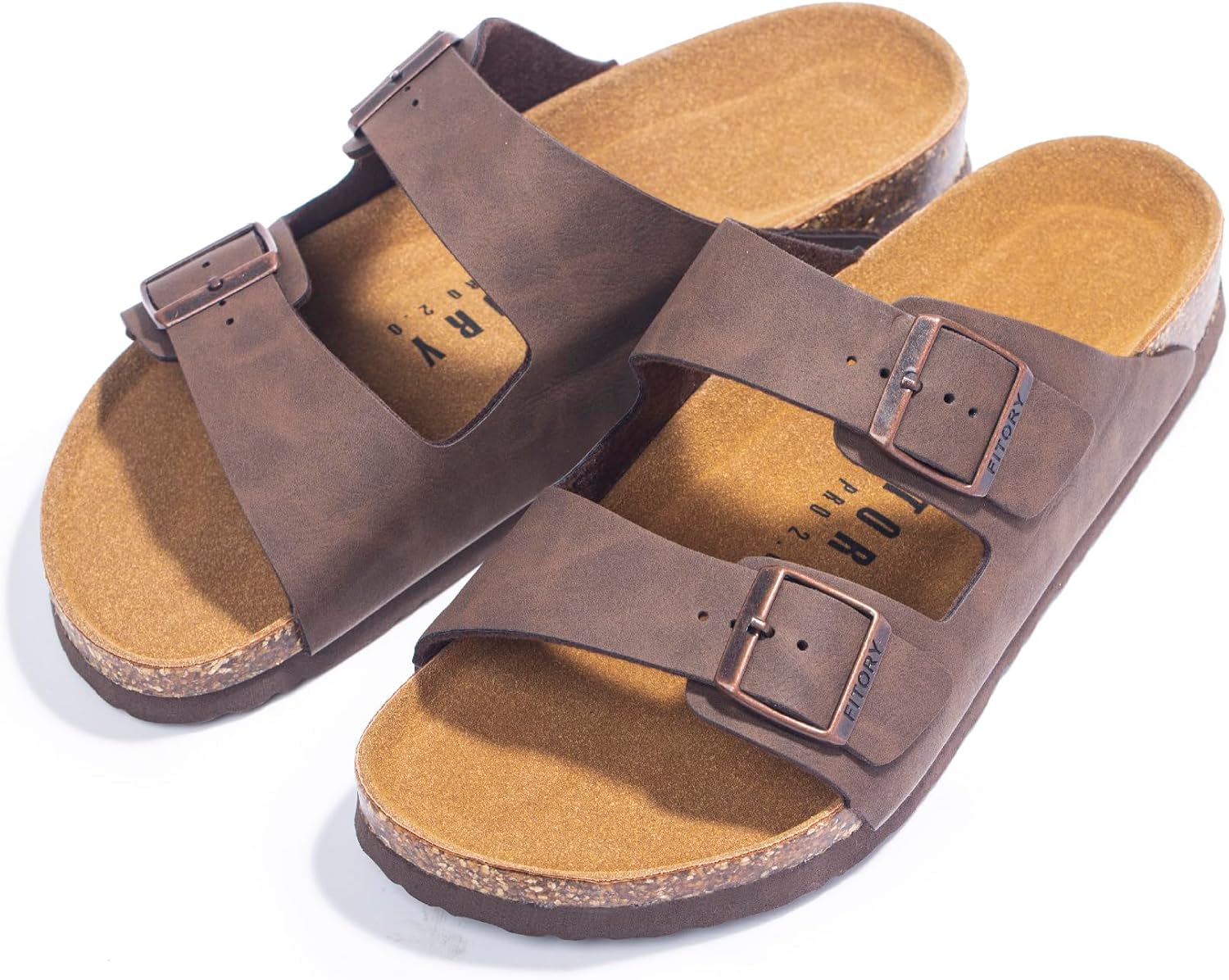 FITORY Mens Sandals, Arch Support Slides with Adjustable Buckle Straps and Cork Footbed Size 7-14.5 - Image 7