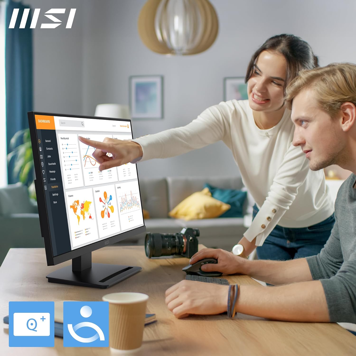 msi PRO MP243L E14 24-inch IPS 1920 x 1080 (FHD) Gaming Office Monitor, 144Hz, Adaptive-Synch, HDR Ready, HDMI, VGA Port,VESA Mountable, Tilt, 4-Side Slim Bezel,1ms, Black - Image 4