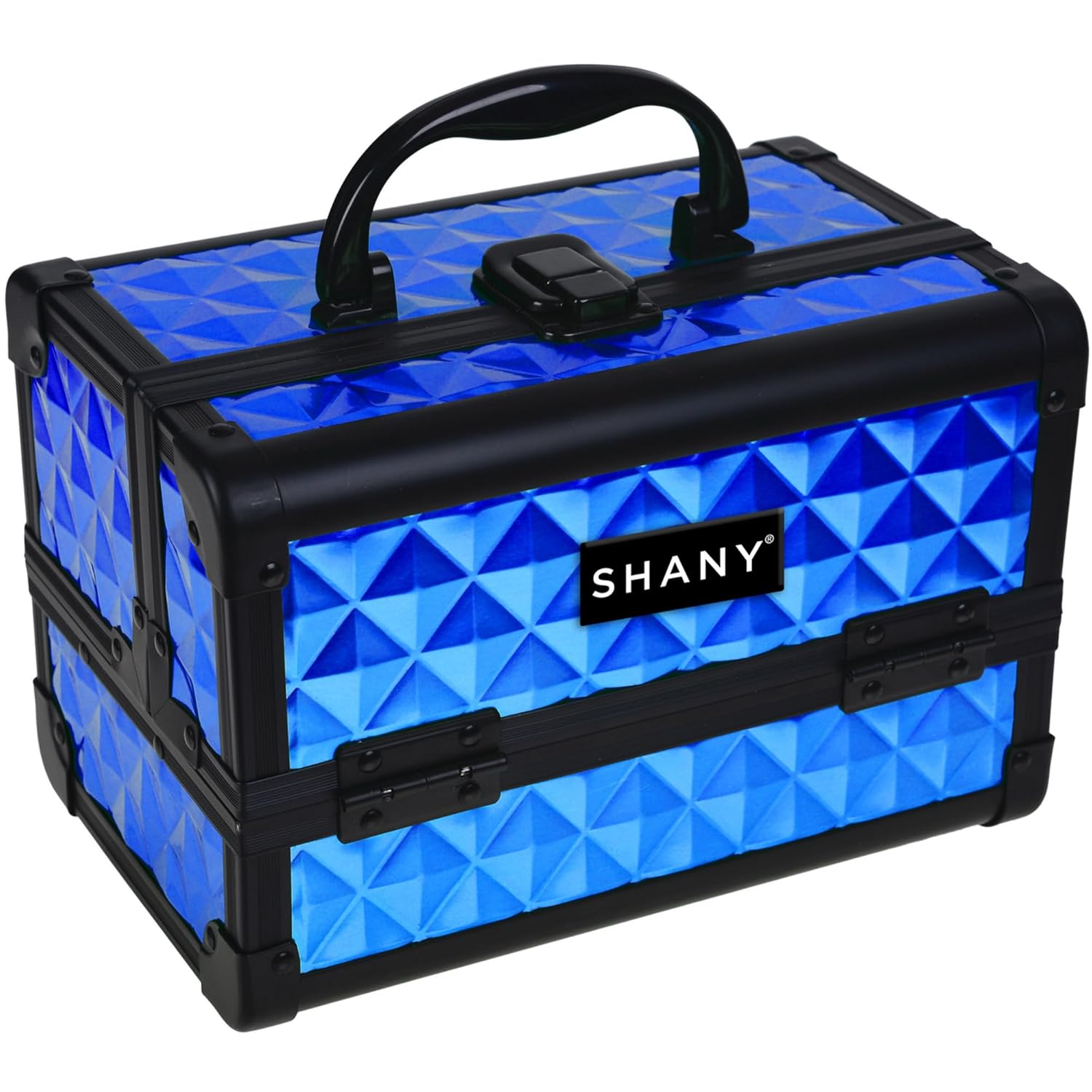SHANY Chic Makeup Train Case Cosmetic Box Portable Makeup Case Cosmetics Beauty Organizer Jewelry storage with Locks, Multi trays Makeup Storage Box with Makeup Mirror - Peacock Blue - Image 2