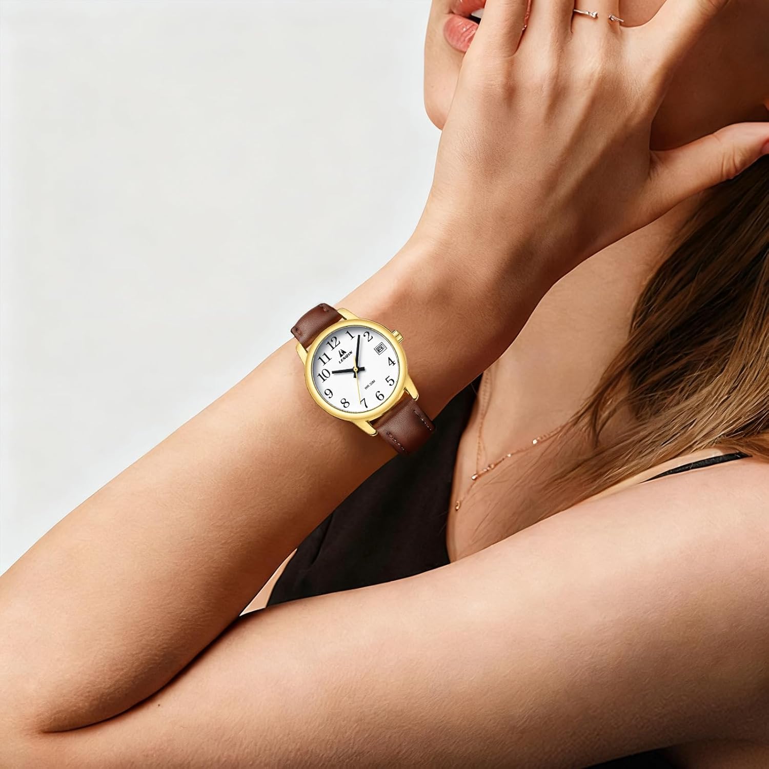LN LENQIN Ladies Watches Analog Quartz Watch for Women Waterproof Women's Wrist Watches Easy Reader Womens Watch with Leather Strap - Image 6