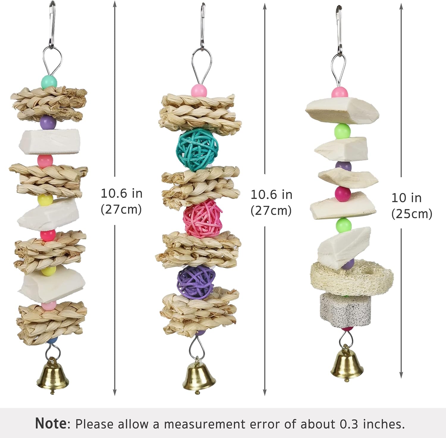 Parrot Chewing Toys (6 pcs) Natural Cuttlebone Bird Beak Trimmer Grinding Stone Lava Block Calcium Stone Bird Perch Cage Toys for Small and Medium Parakeets, Cockatiels, Conures, Budgies, Lovebirds - Image 3