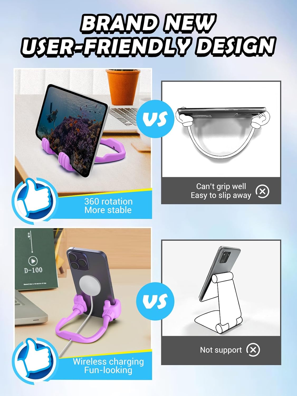 Stocking Stuffers for Teens Girls Adults Cell Phone Stand: Upgrade Adjustable Thumbs Up Lazy Phone Holder for Desk Cool Gadgets Fun Birthday Gifts Ideas for Kids Teenager Women Gifts for Christmas - Image 5