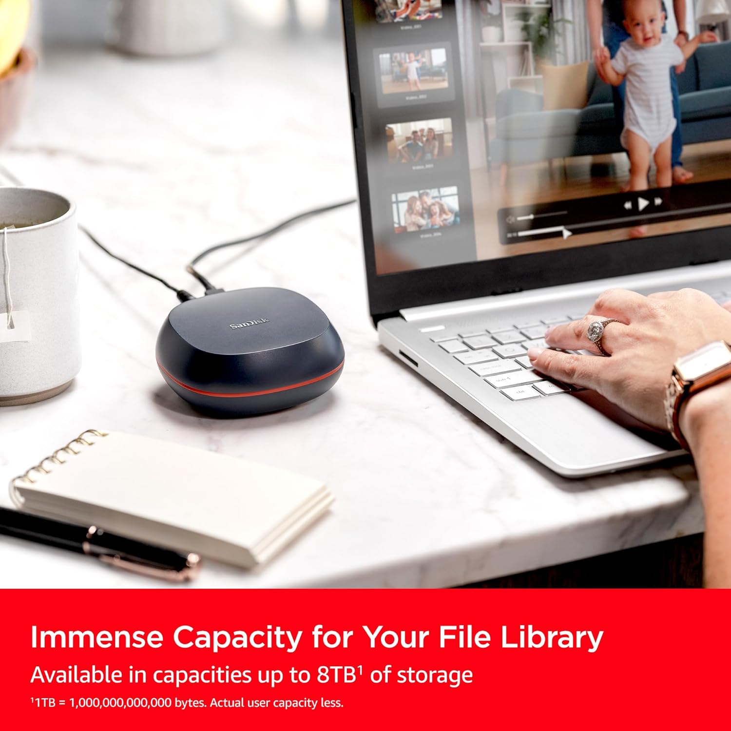 SANDISK 8TB Desk Drive SSD – Desktop External Solid State Drive, Up to 1000MB/s, USB-C, USB 3.2 Gen 2 - SDSSDT40-8T00-NA25 - Image 4