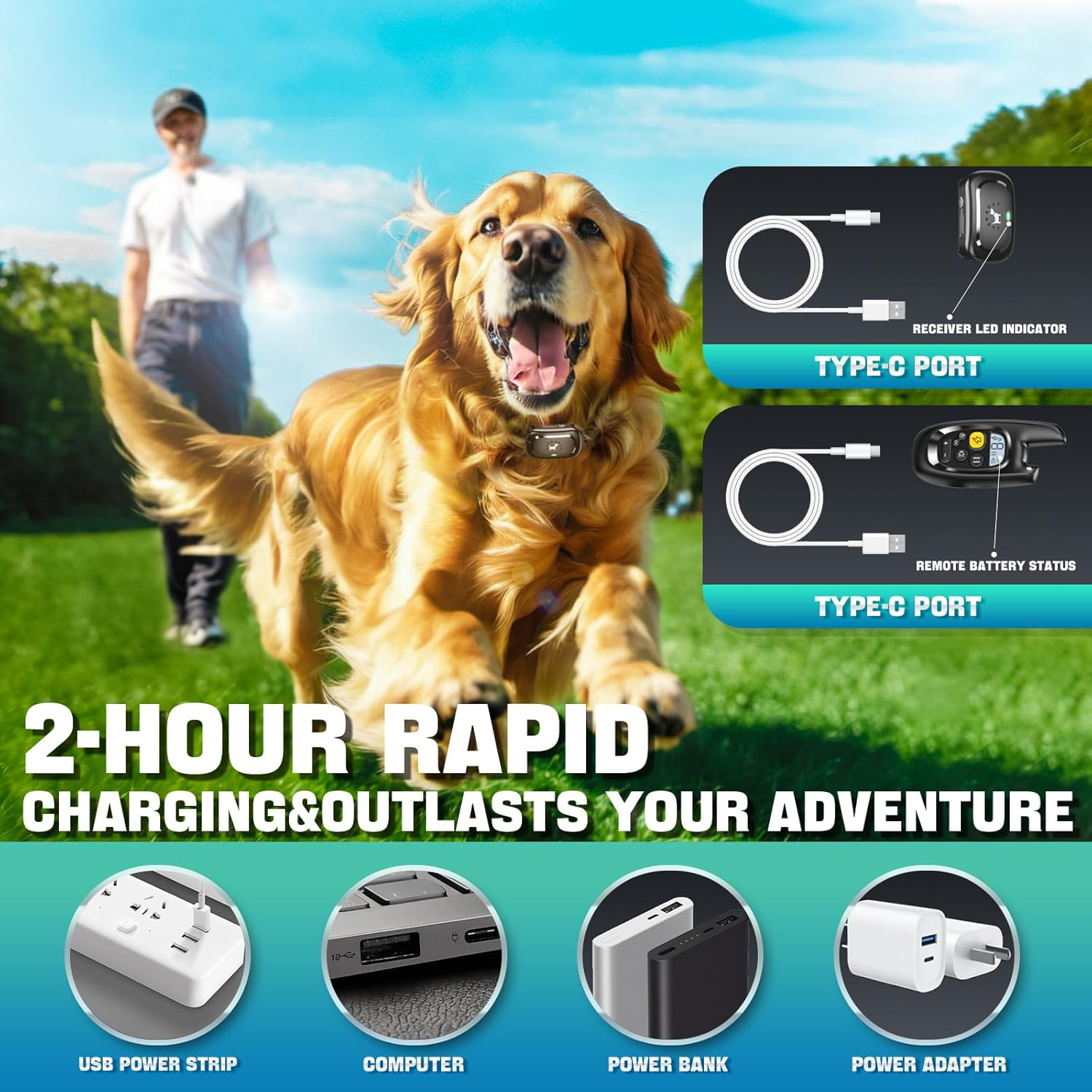 Dog Shock Collar with Remote Control- Training Collar for Small Medium Large Dogs, Electric Collar for Dogs Training Rechargeable, E Collar with Beep, Vibration & Shock-Lock Keypad - Image 6