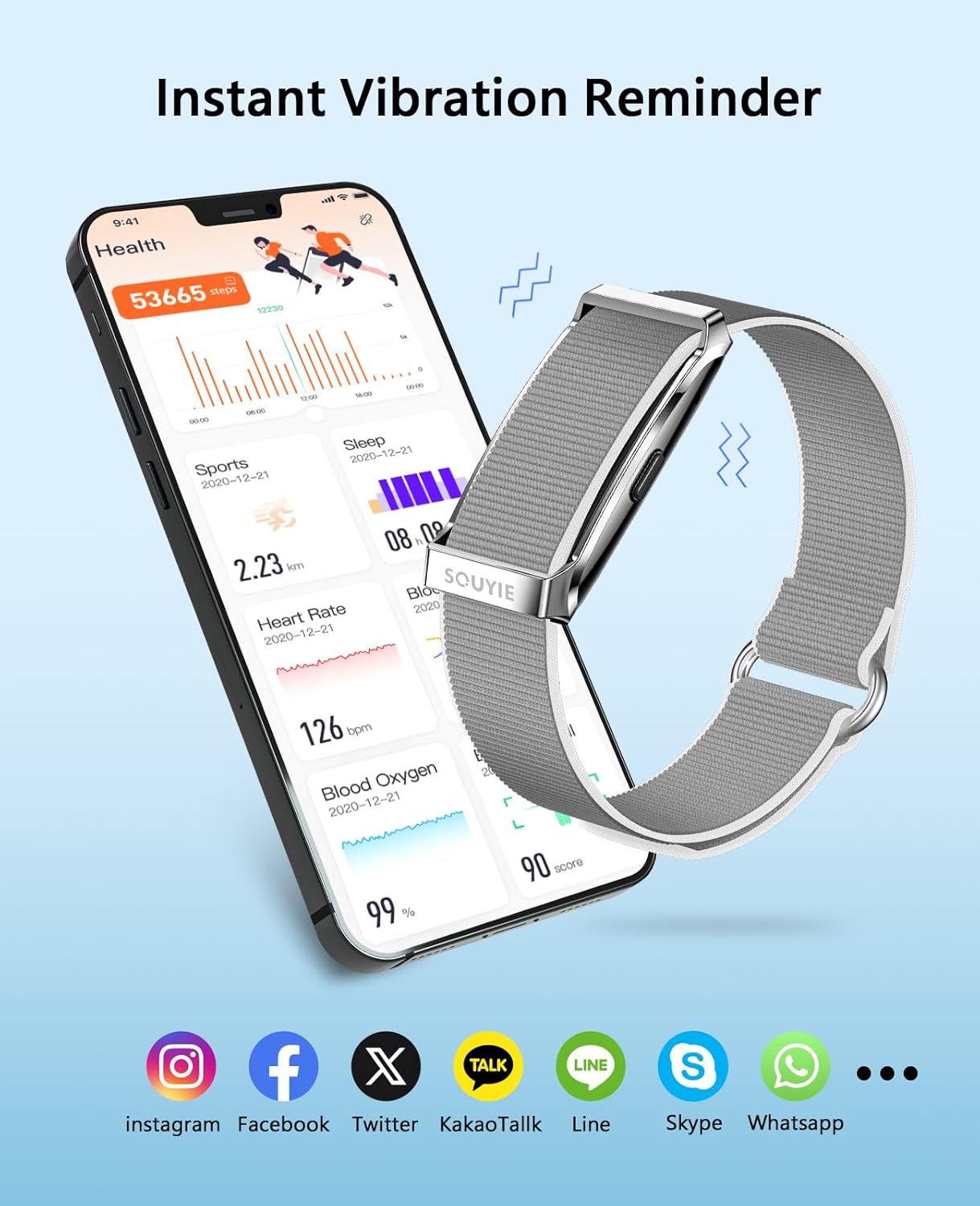 Smart Bracelet for Men Women, Health Activity Fitness Trackers, 24H Sleep Tracker, 24/7 Continuous Heart Rate/Blood Pressure/HRV/Stress Monitor, 170+ Sports Modes Smart Wristband with 2 Bands Free APP - Image 5