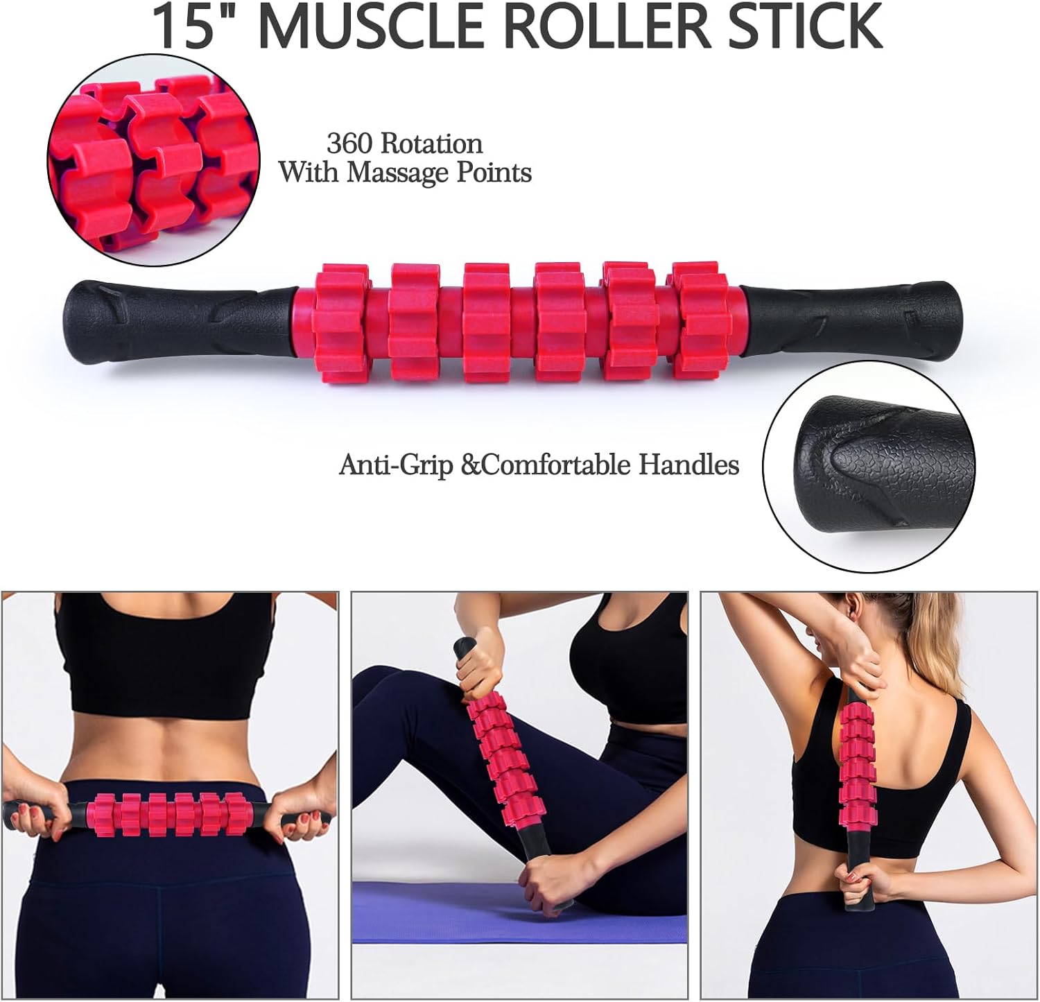 JOYENERGY 5 in 1 Foam Roller Set, Trigger Point Foam Roller Patented, Massage Stick, Massage Ball, Resistance Band for Deep Muscle Massage Pilates Yoga, Fitness Exercise for Whole Body - Image 3