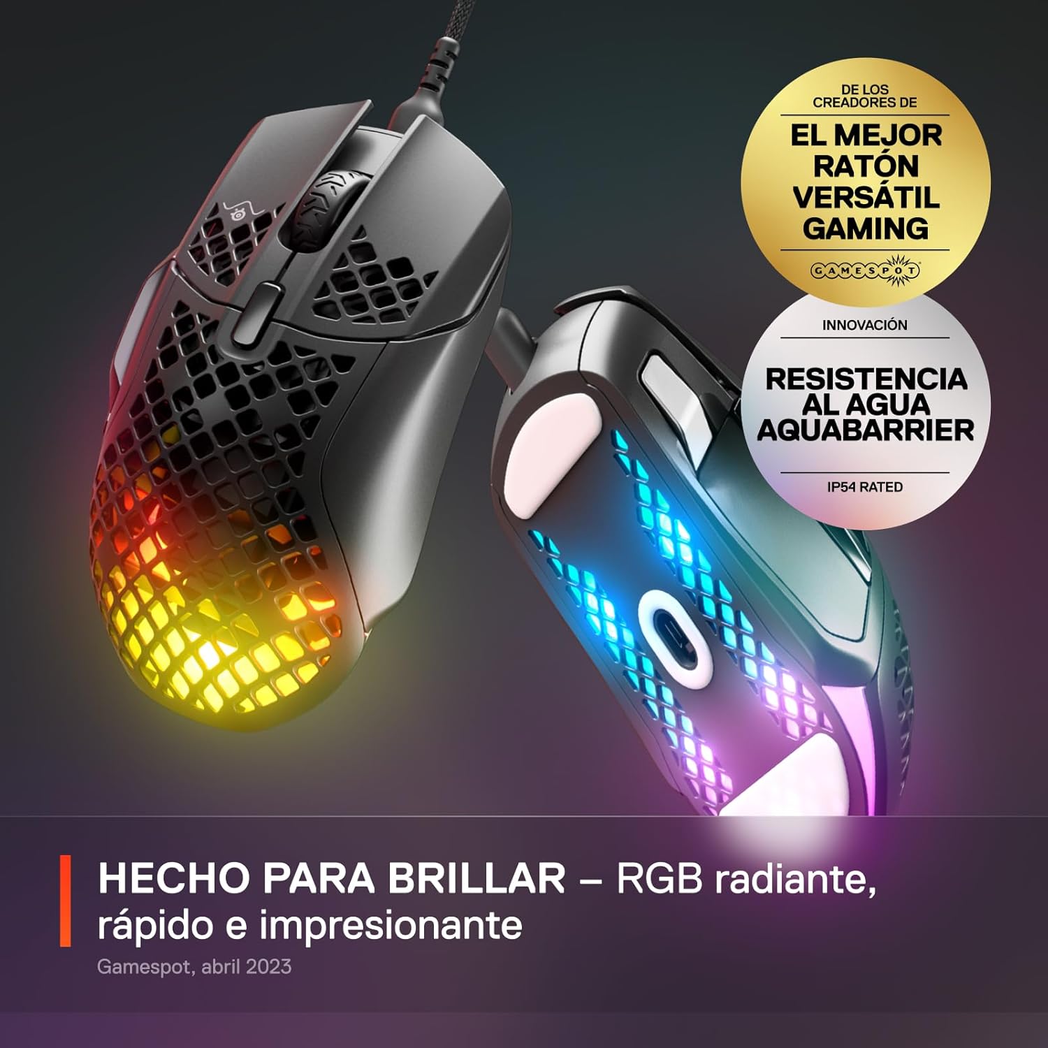 SteelSeries Aerox 5 - Holey RGB Gaming Mouse - Ultra-lightweight Water Resistant Design - 18K DPI TrueMove Air Optical Sensor - Image 3