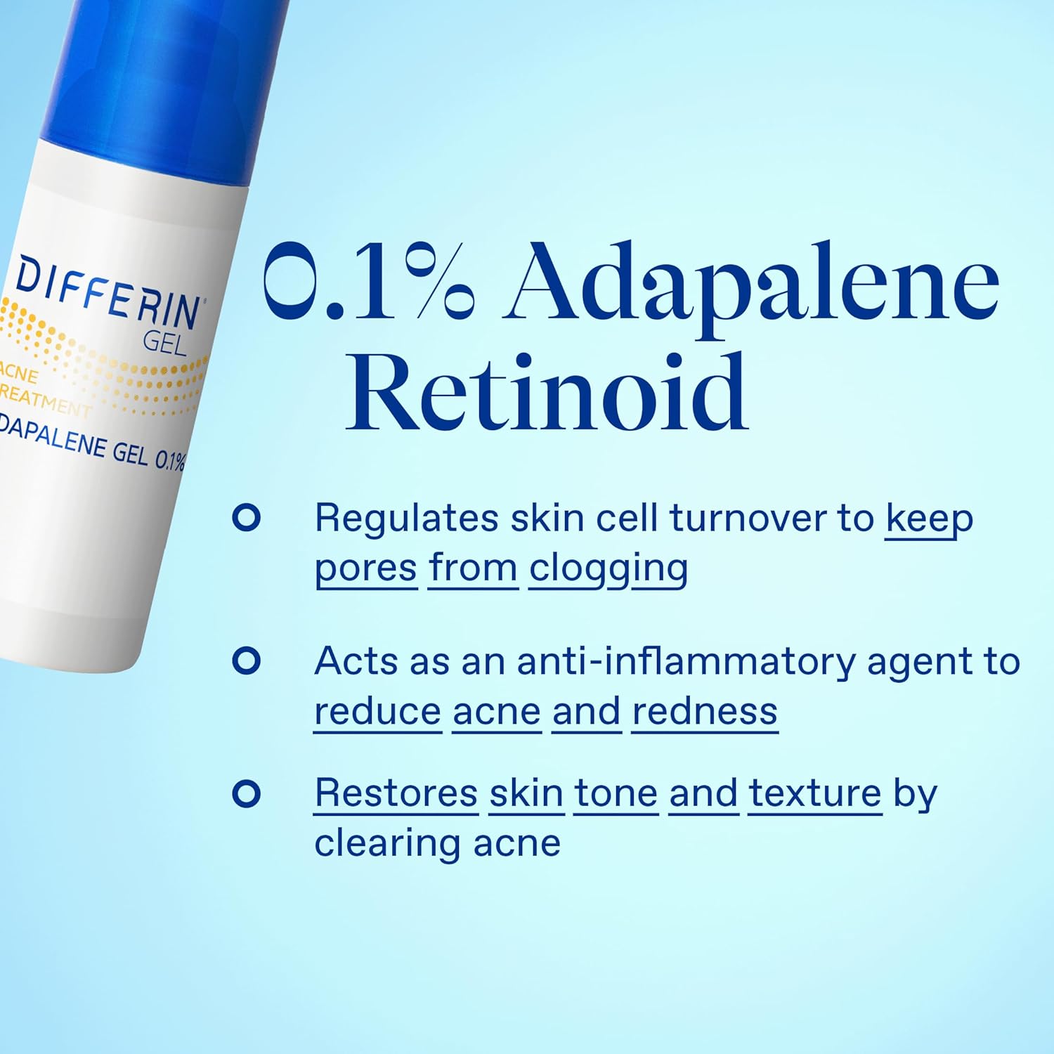 Differin Acne Treatment Gel, 30 Day Supply, Retinoid Treatment for Face with 0.1% Adapalene, Gentle Skin Care for Acne Prone Sensitive Skin, 15g Pump (Packaging May Vary) - Image 8