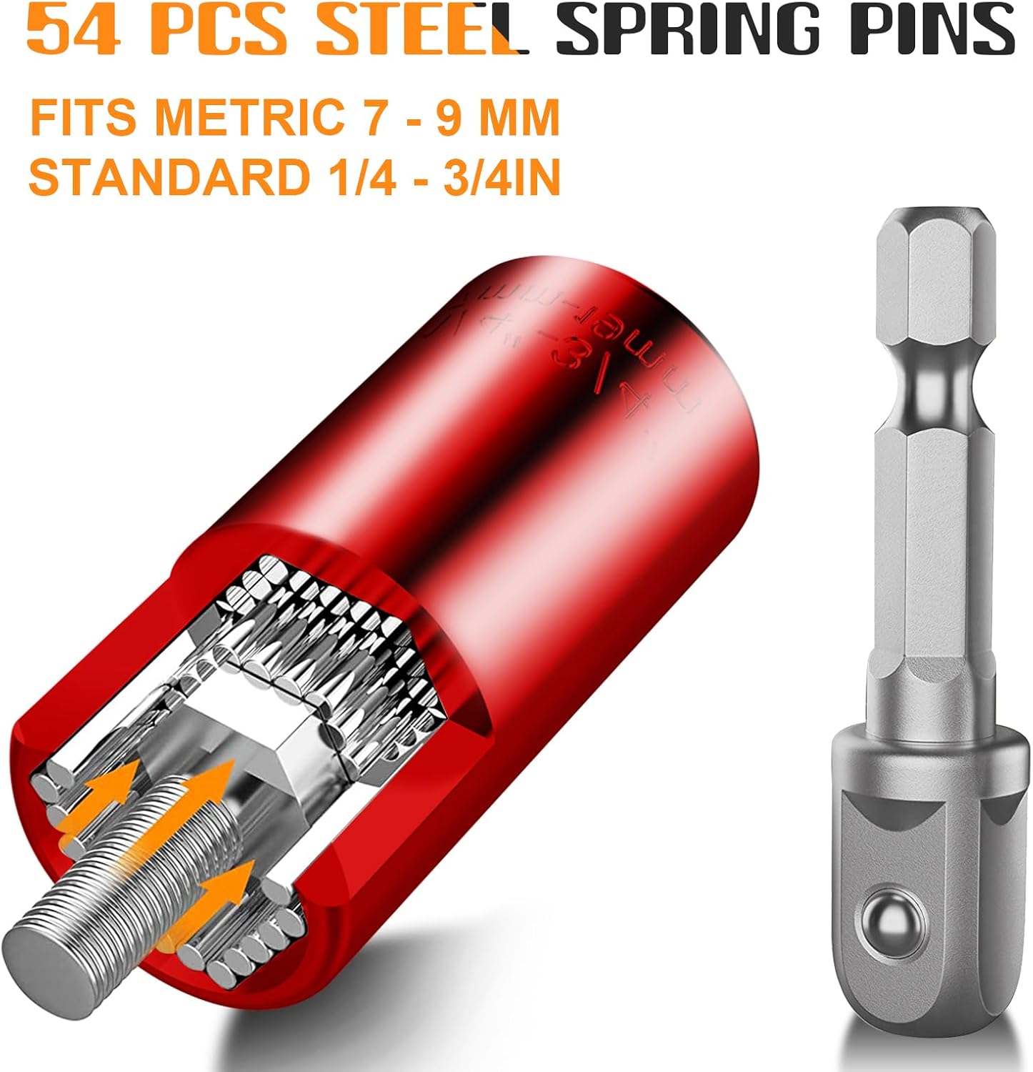 Universal Socket Tools Gifts for Men - Christmas Stocking Stuffers for Men Dad Him Husband Women Cool Stuff Ideas Gadgets Birthday Gifts for Dad Grip Socket Set with Power Drill Adapter (7-19mm) Red - Image 4