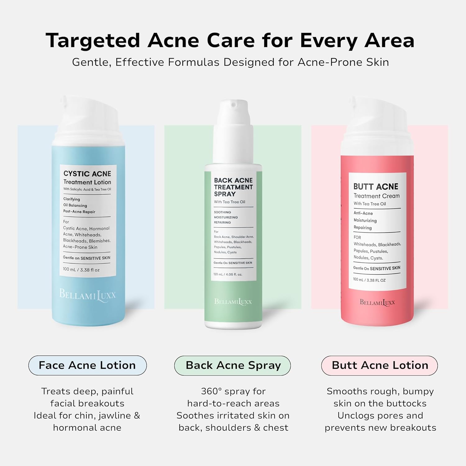 BellamiLuxx Cystic Acne Treatment for Face: Hormonal Acne Treatment Cream for Teens & Adults - Salicylic Acid & Tea Tree Oil Pimple Spot Remover - Anti-Acne Moisturizer Reduces Redness, Blemishes - Image 6
